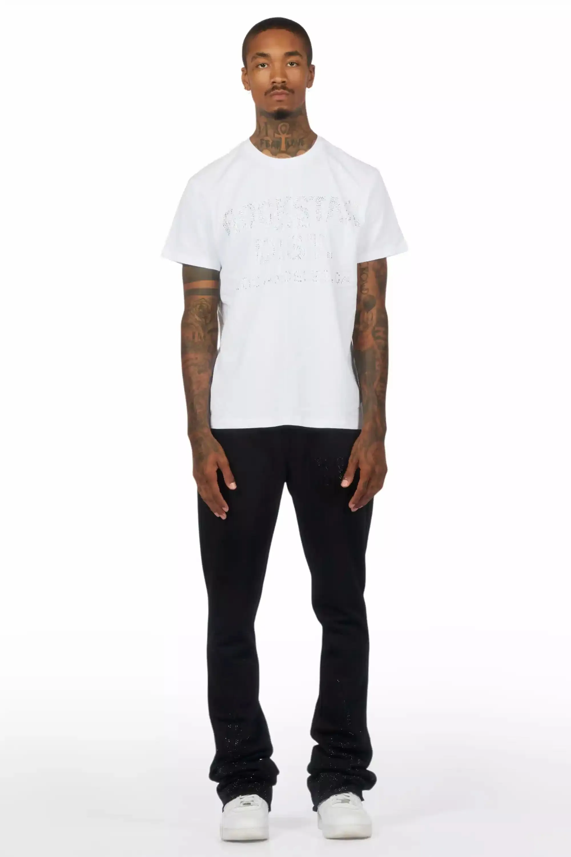 Pyrel Black/Black Rhinestone Stacked Flare Pant sold by Rockstar Original product image thumbnail 3