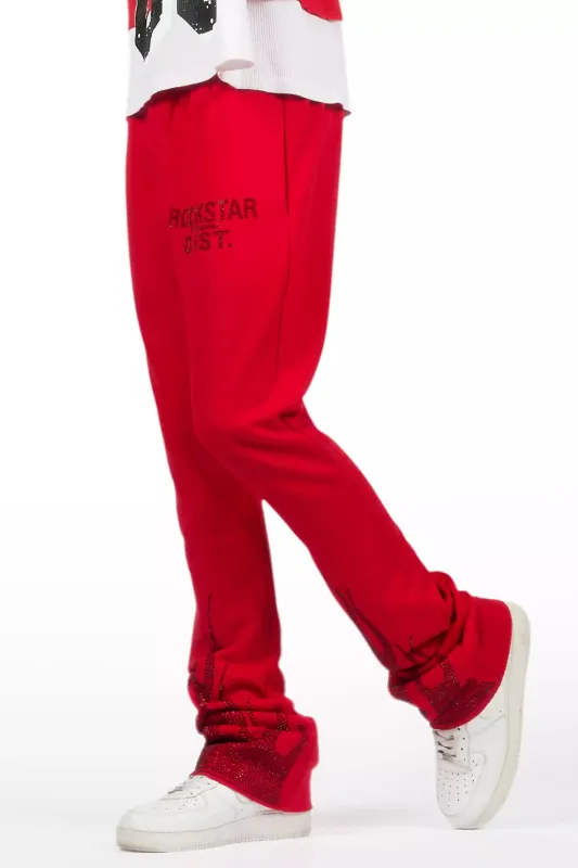 Pyrel Red/Black Rhinestone Stacked Flare Pant sold by Rockstar Original
