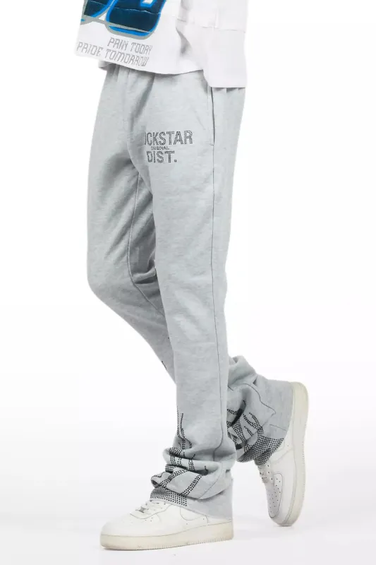 Pyrel Heather Grey/Black Rhinestone Stacked Flare Pant sold by Rockstar Original