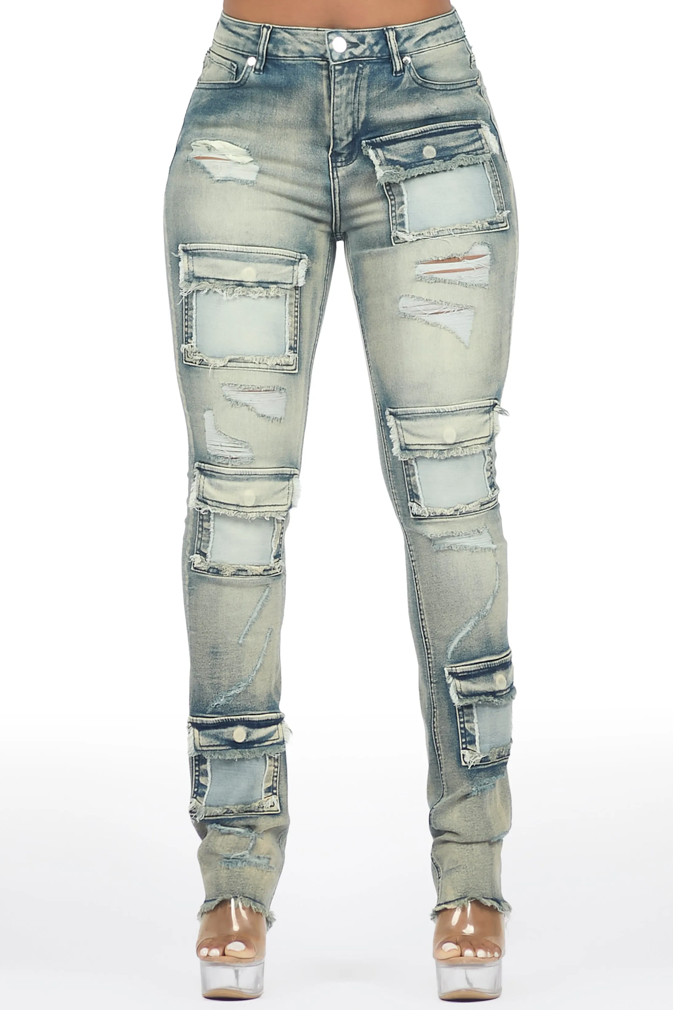 Kritisha Tinted Dark Wash Cargo Skinny Jean sold by Rockstar Original product image thumbnail 3