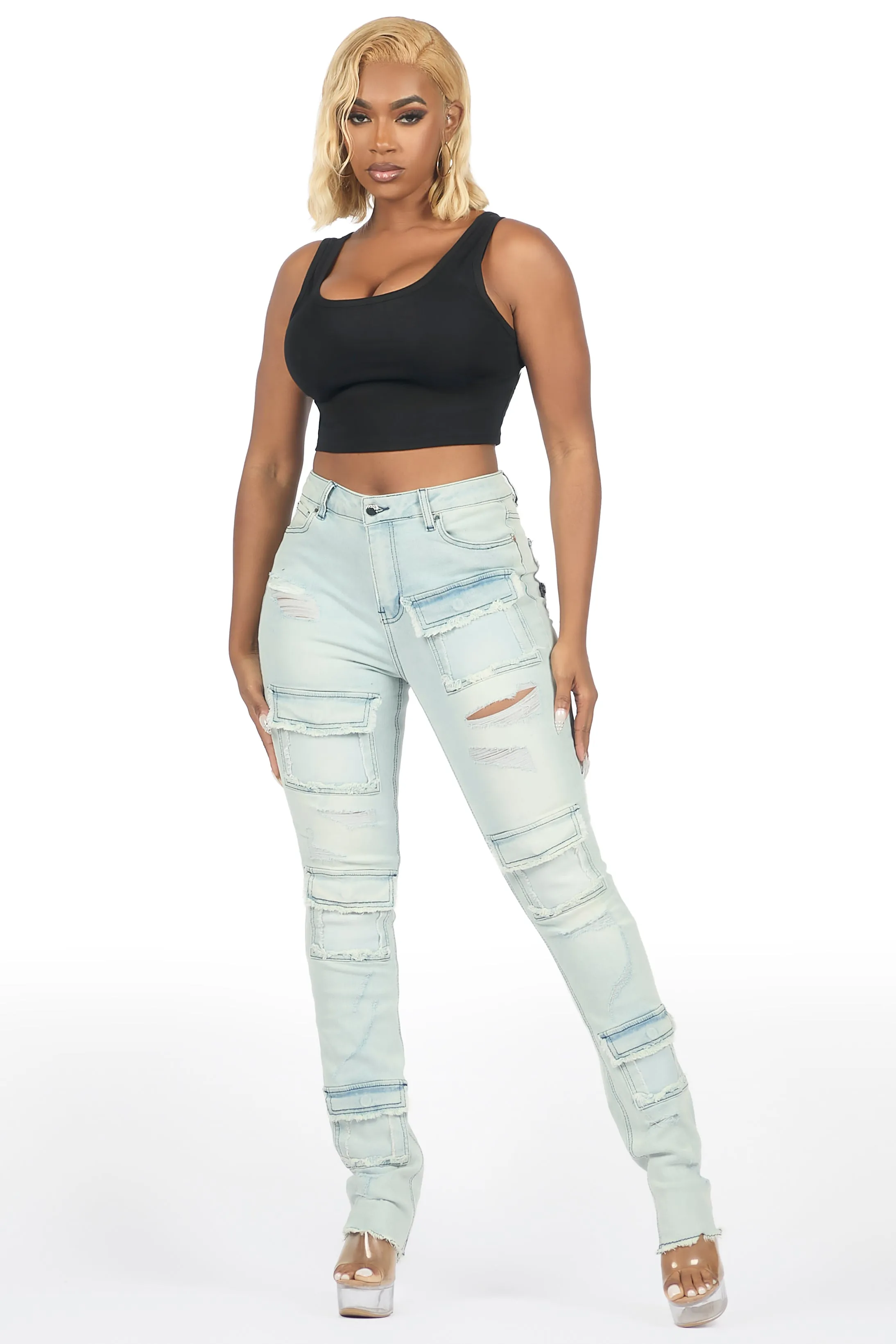 Kritisha Light Wash Cargo Skinny Jean sold by Rockstar Original