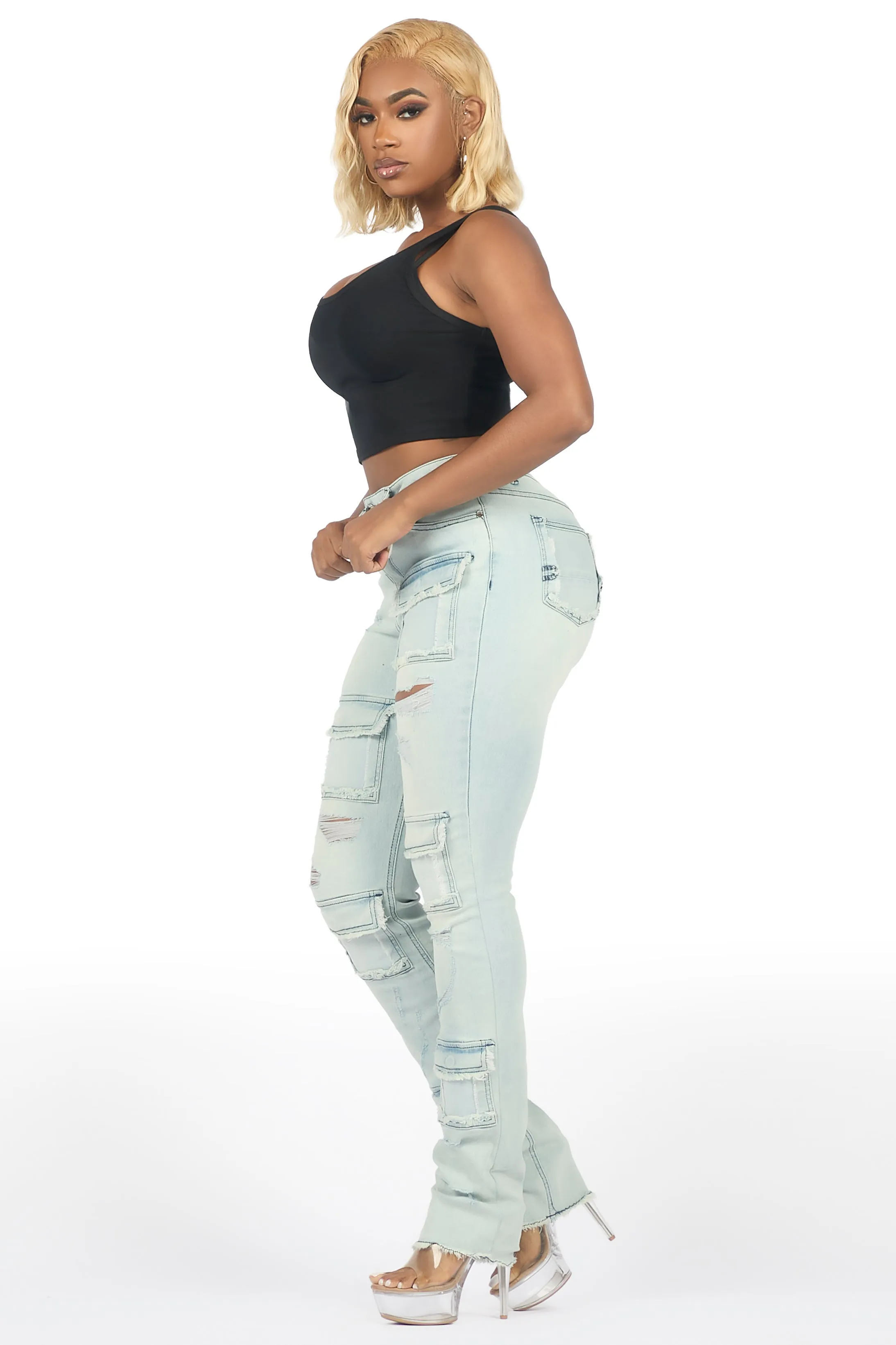 Kritisha Light Wash Cargo Skinny Jean sold by Rockstar Original product image thumbnail 4