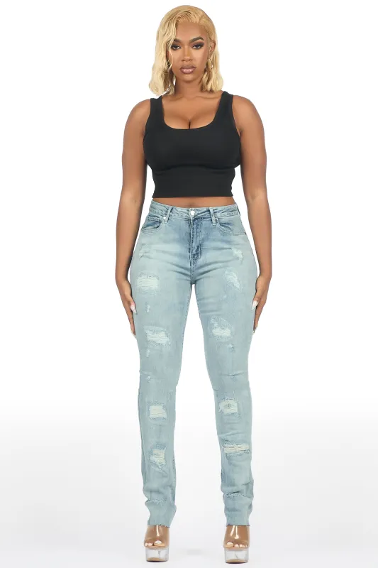 Teranique Light Wash Distressed Skinny Jean sold by Rockstar Original
