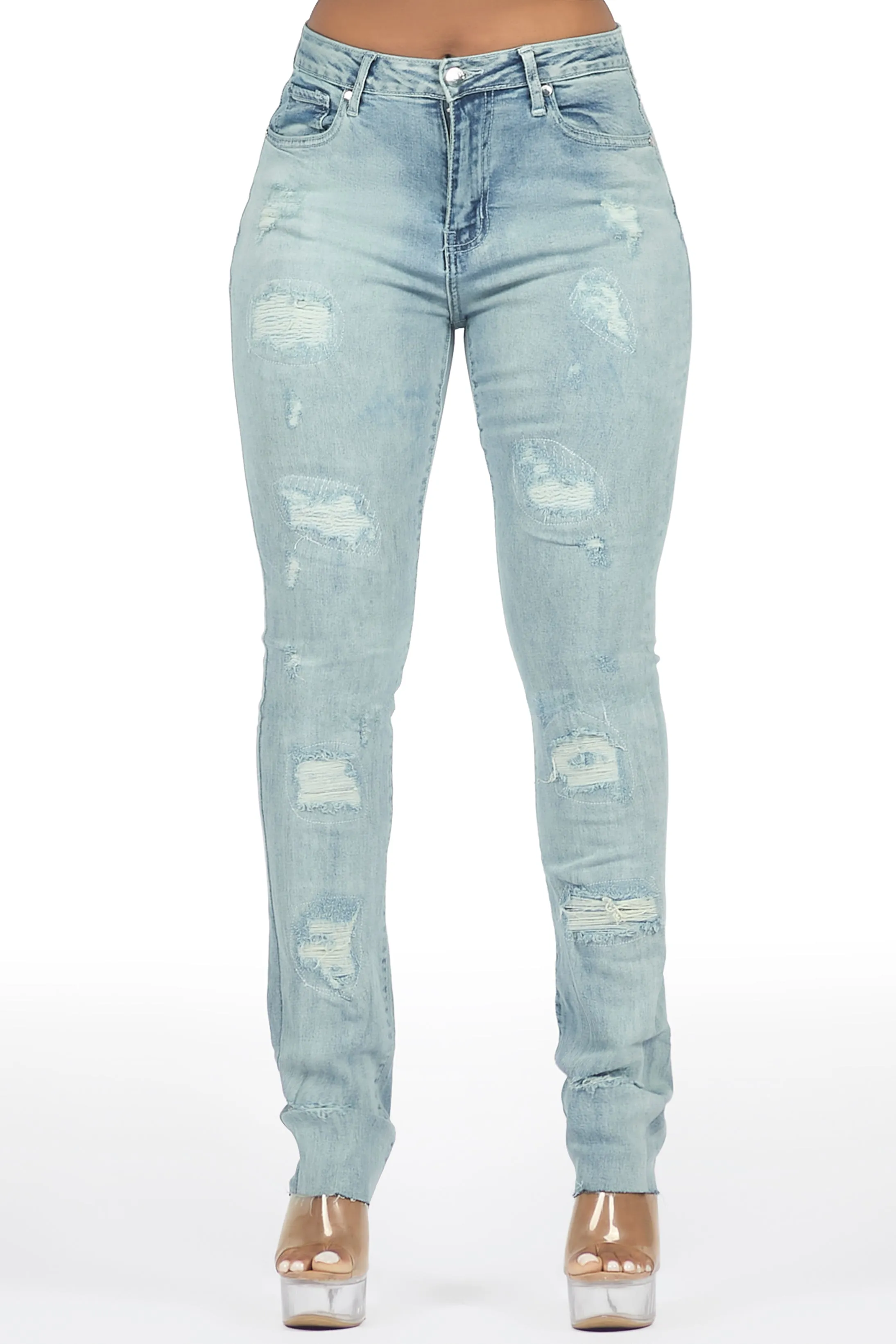 Teranique Light Wash Distressed Skinny Jean sold by Rockstar Original product image thumbnail 3