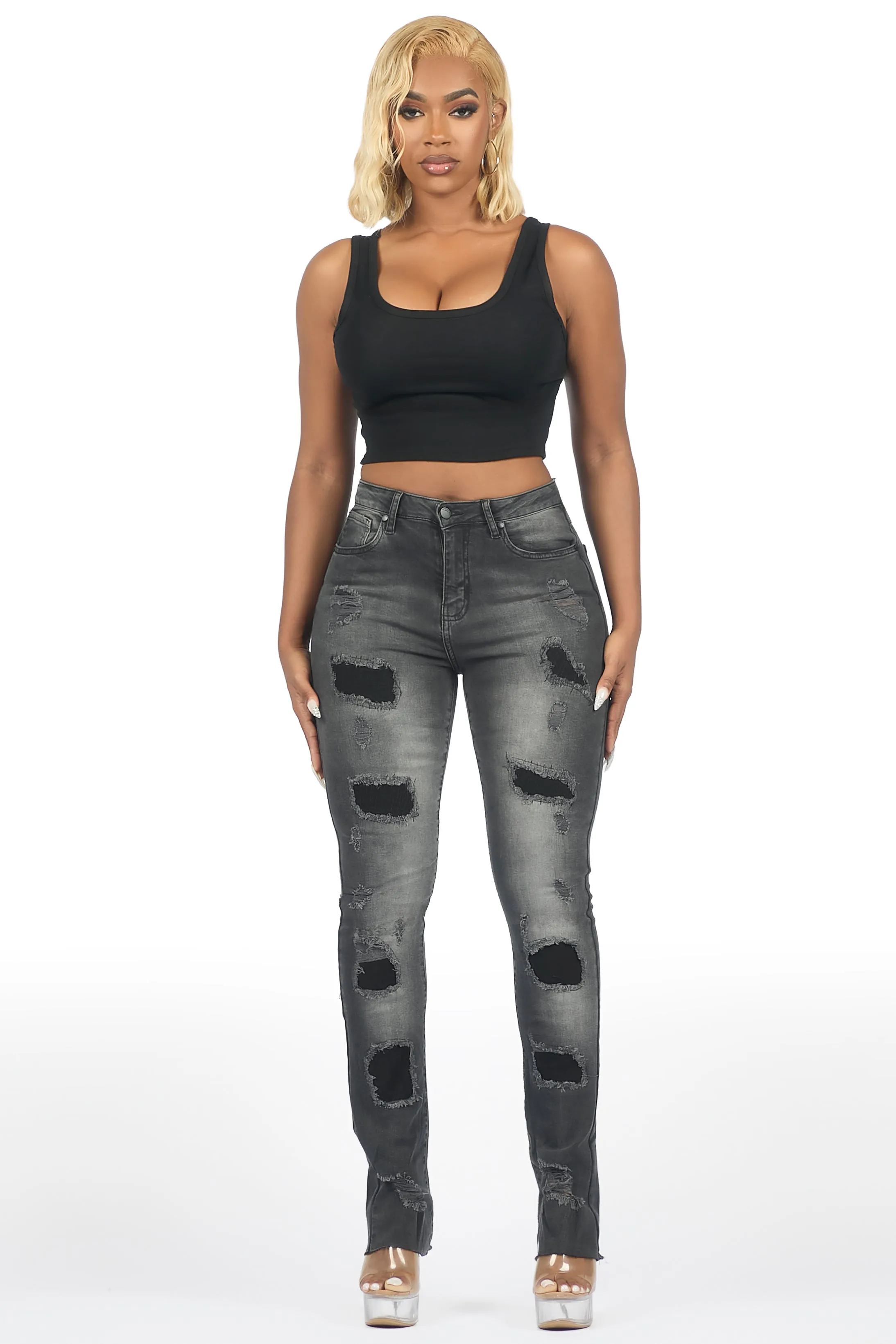 Teranique Black Distressed Skinny Jean sold by Rockstar Original product image thumbnail 2