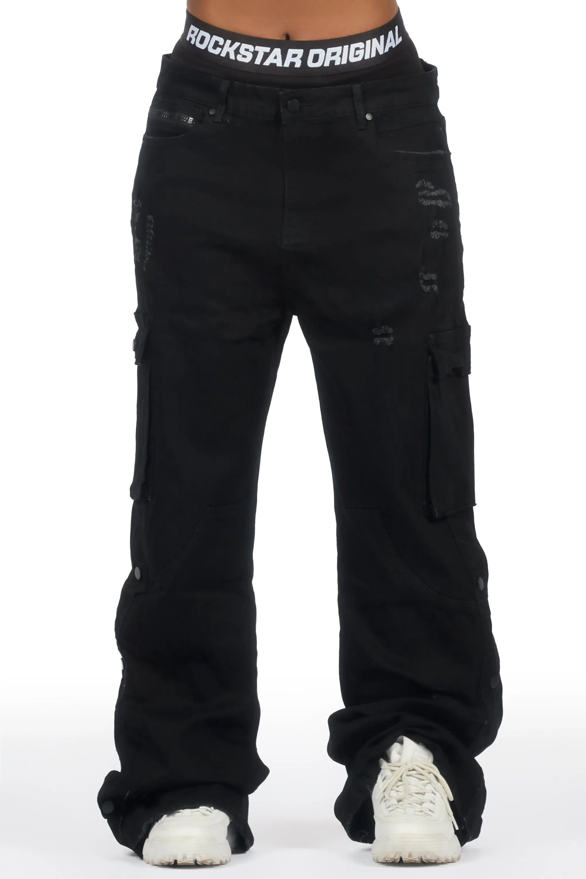 Sharita Black Baggy Fit Snap Jean sold by Rockstar Original product image thumbnail 2