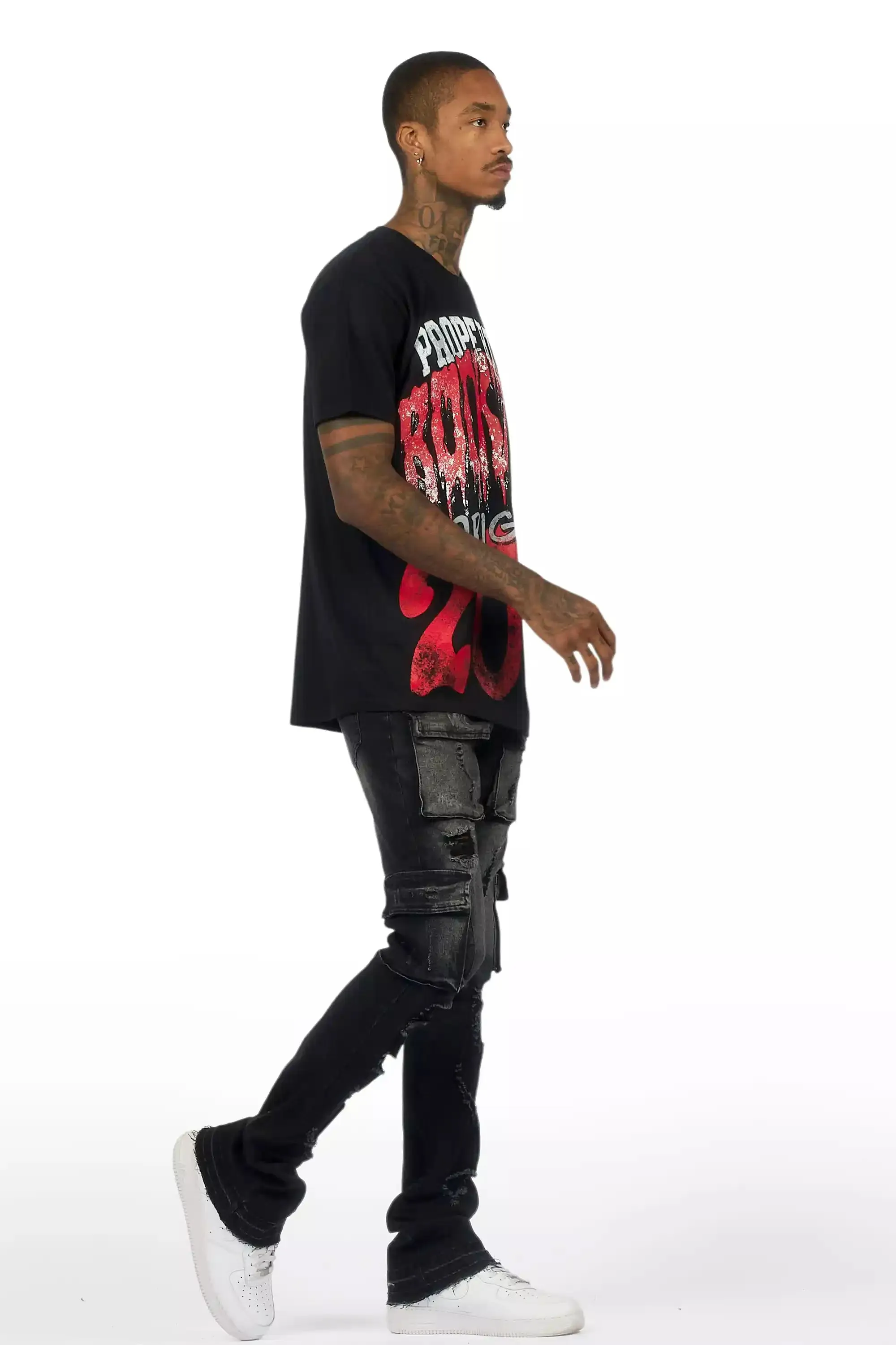 Zaid Dark Grey Stacked Flare Jean sold by Rockstar Original product image thumbnail 4