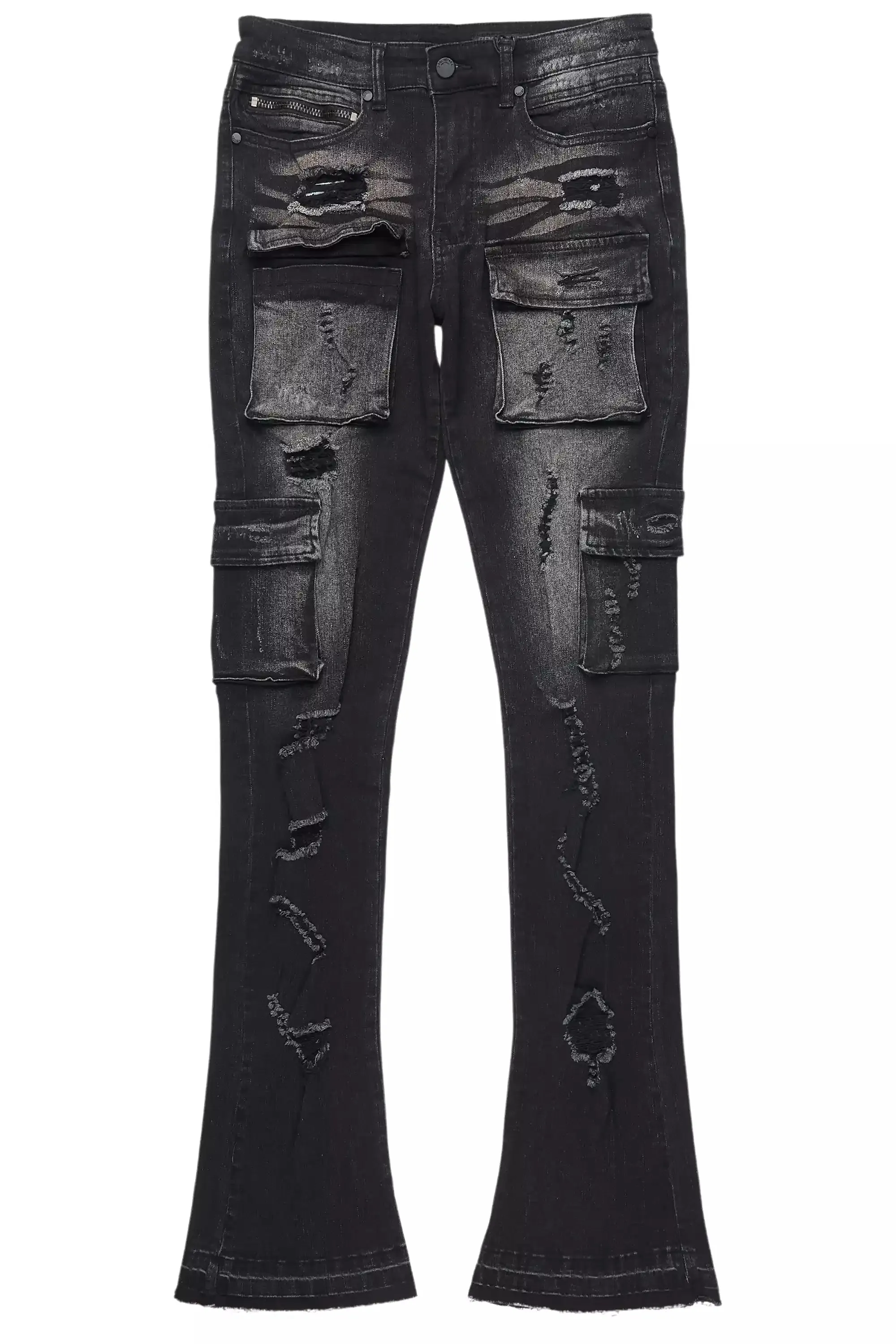 Zaid Dark Grey Stacked Flare Jean sold by Rockstar Original product image thumbnail 2