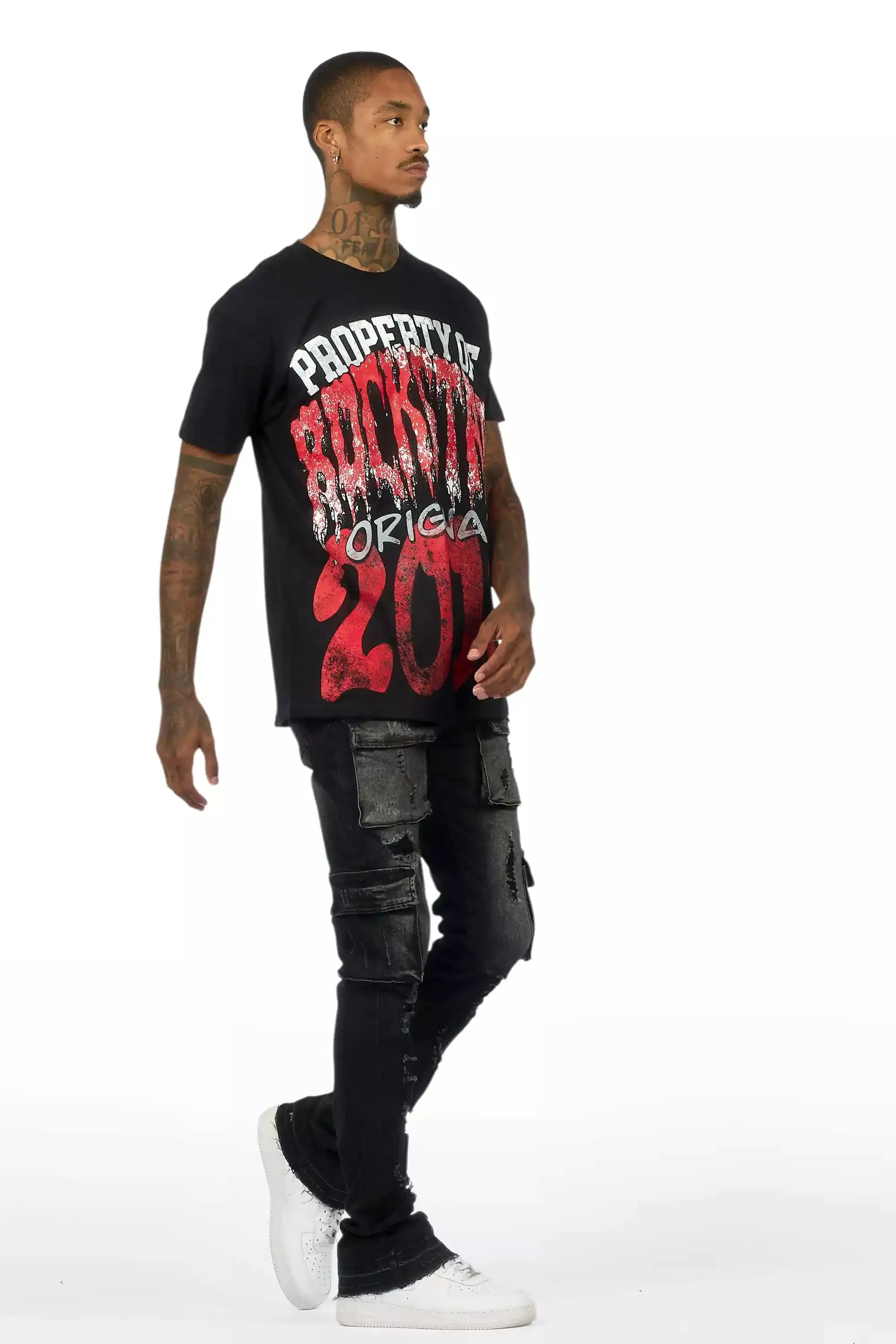 Zaid Dark Grey Stacked Flare Jean sold by Rockstar Original product image thumbnail 5