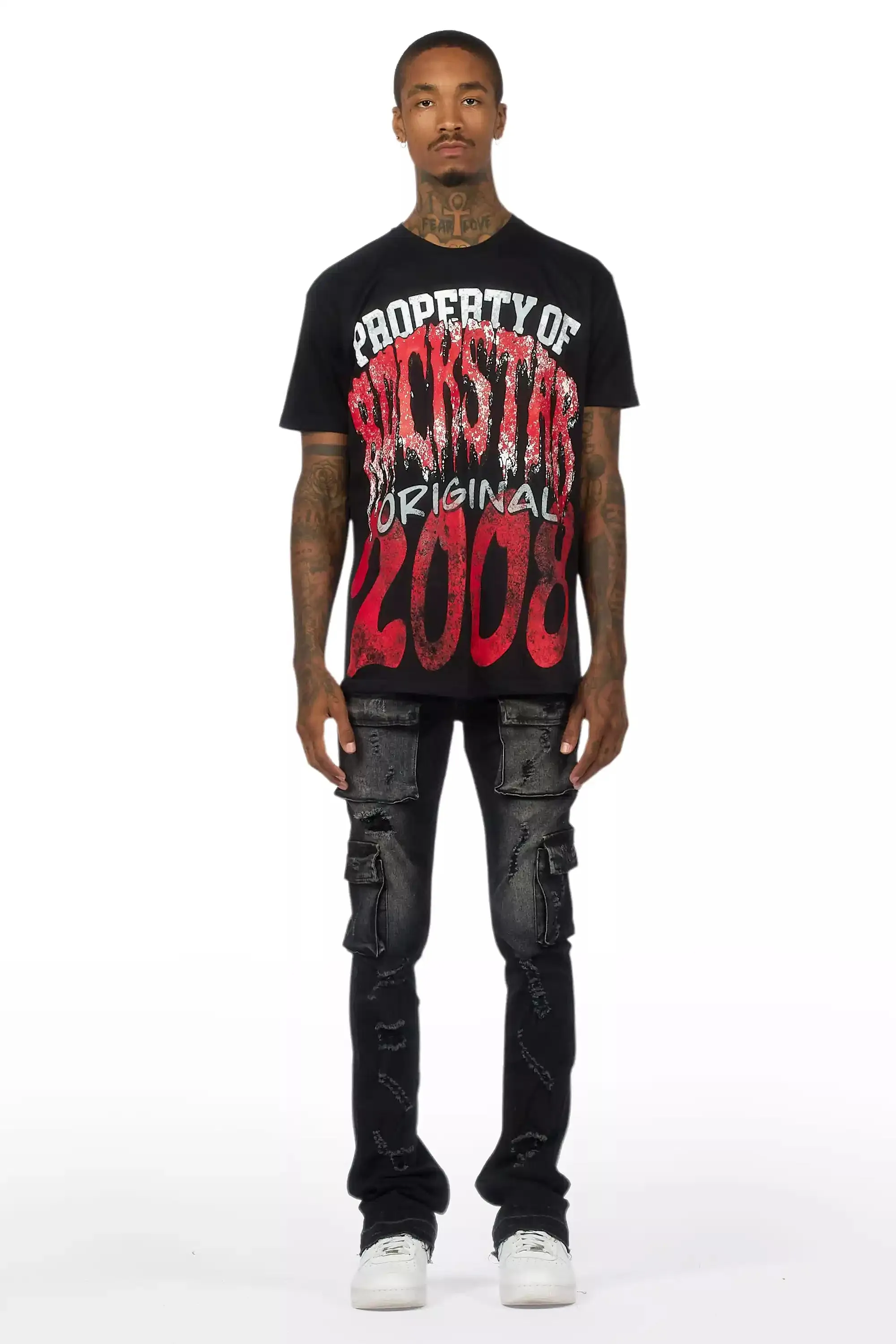 Zaid Dark Grey Stacked Flare Jean sold by Rockstar Original product image thumbnail 3