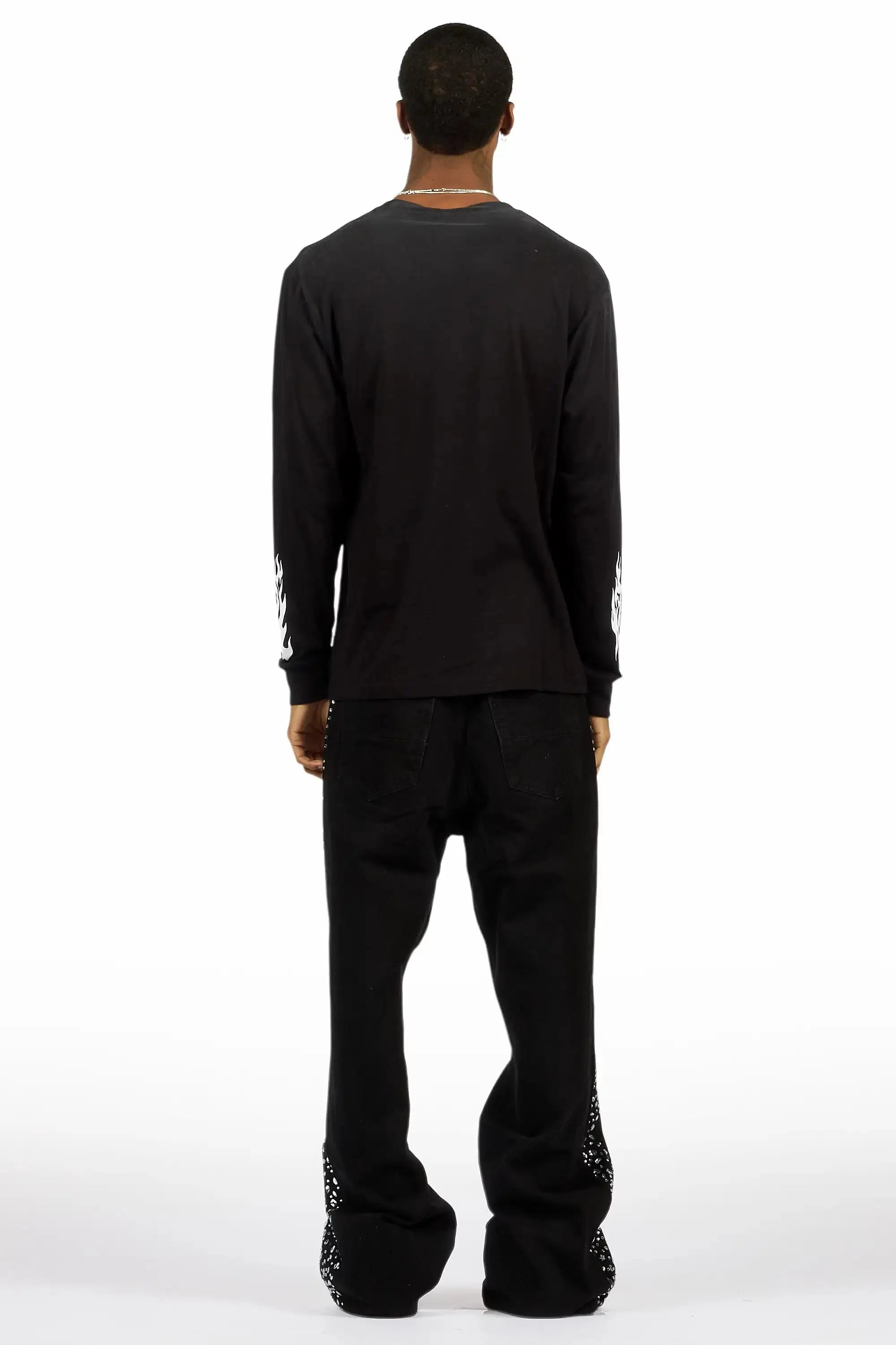 Bolor Black Rhinestone Baggy Jean sold by Rockstar Original product image thumbnail 5