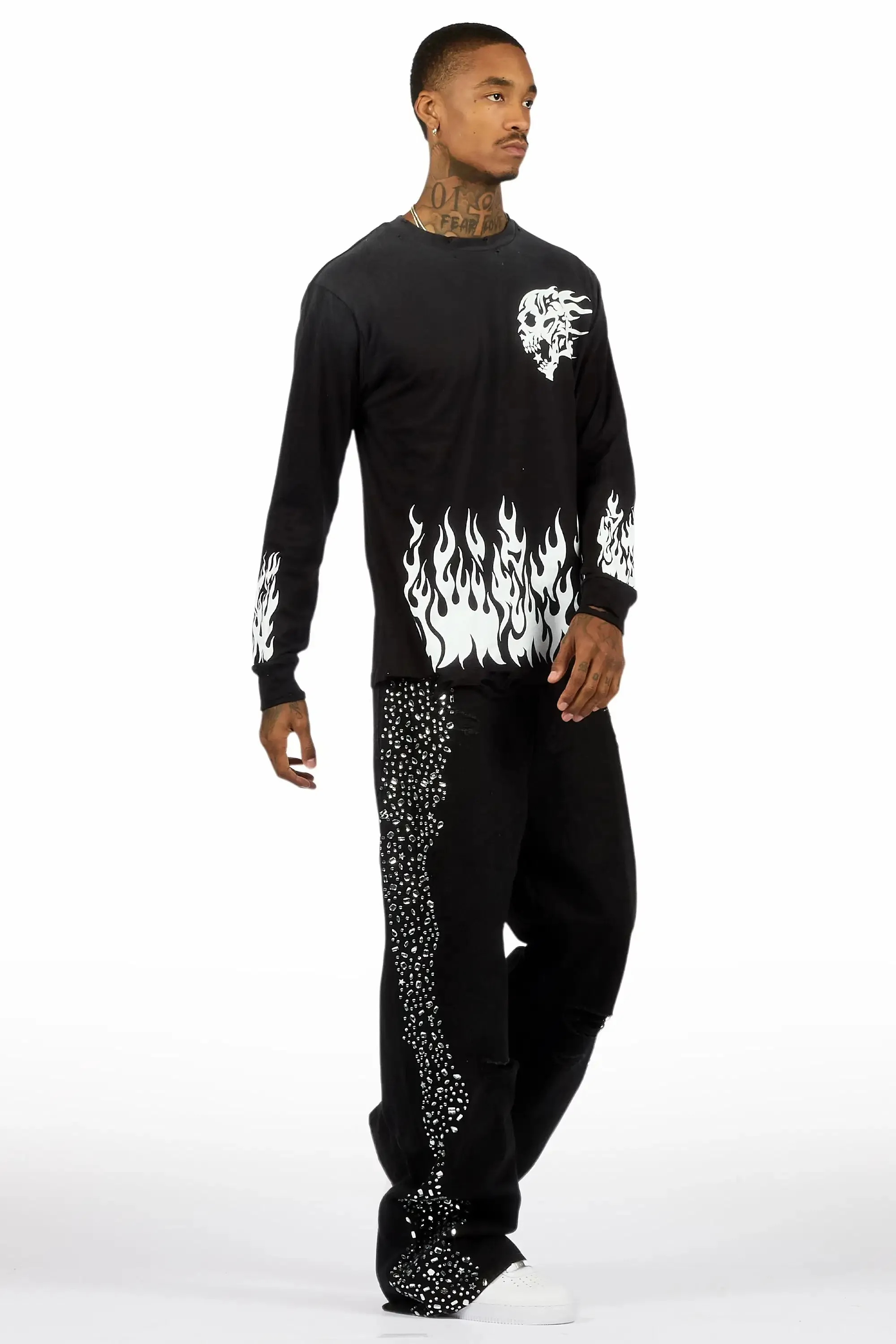 Bolor Black Rhinestone Baggy Jean sold by Rockstar Original product image thumbnail 4