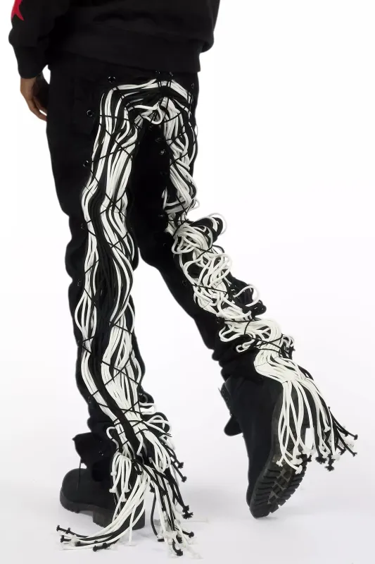 Otto Black Stacked Flare Jean sold by Rockstar Original