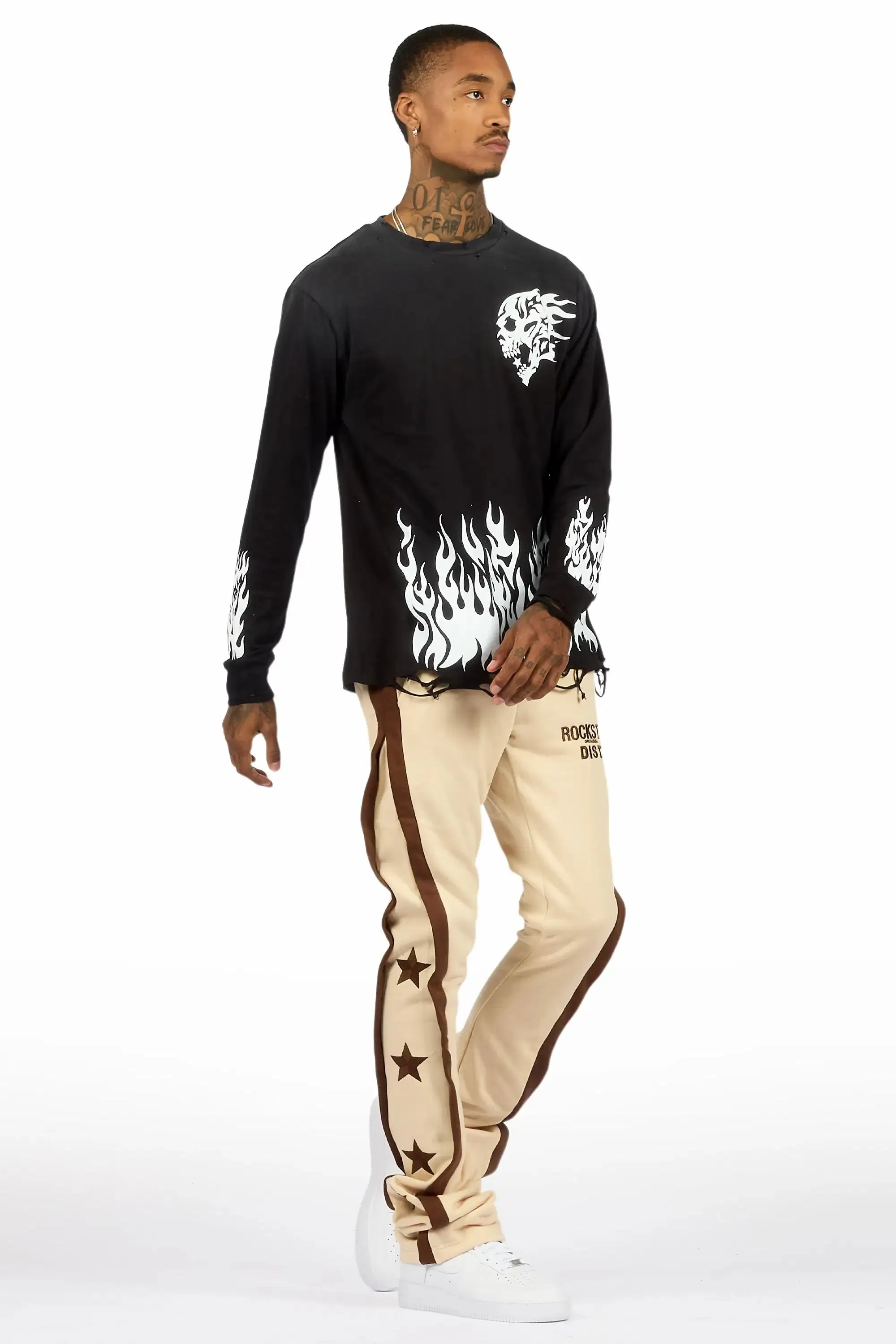 Arkady Beige Stacked Flare Pant sold by Rockstar Original product image thumbnail 4