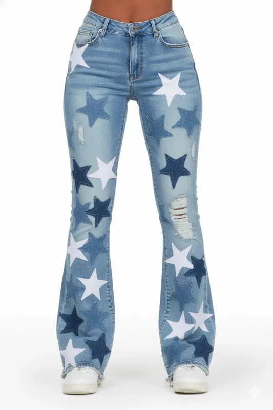 Starlena Light Wash Stacked Flare Jean sold by Rockstar Original