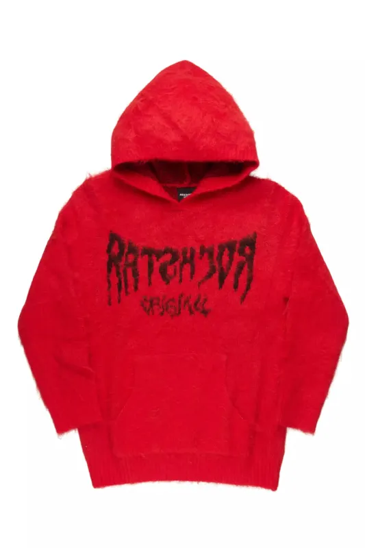 Andreas Red Reflected Graphic Knitted Hoodie sold by Rockstar Original