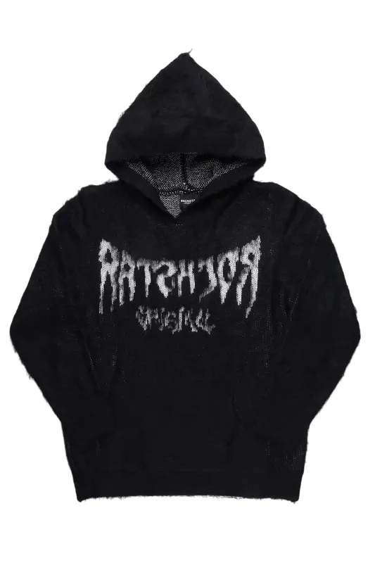 Andreas Black Reflected Graphic Knitted Hoodie sold by Rockstar Original