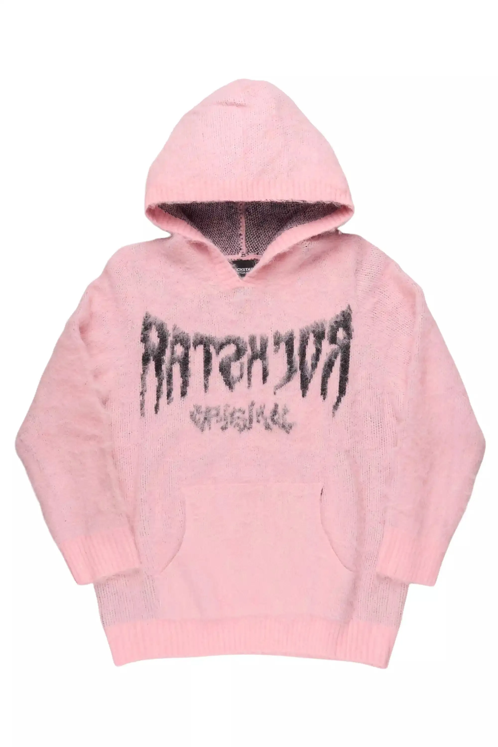 Andreas Pink/Black Reflected Graphic Knitted Hoodie sold by Rockstar Original
