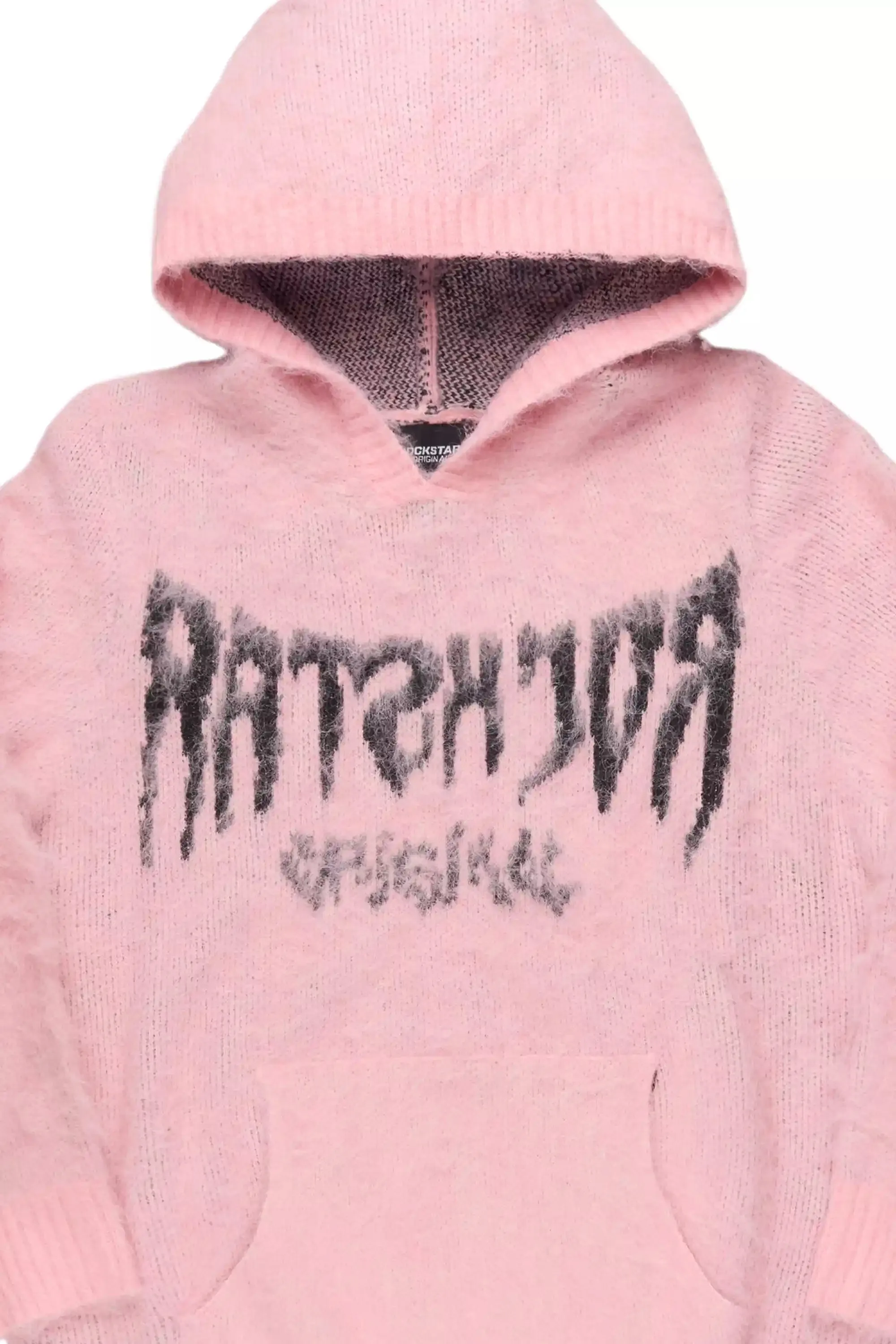 Andreas Pink/Black Reflected Graphic Knitted Hoodie sold by Rockstar Original product image thumbnail 2