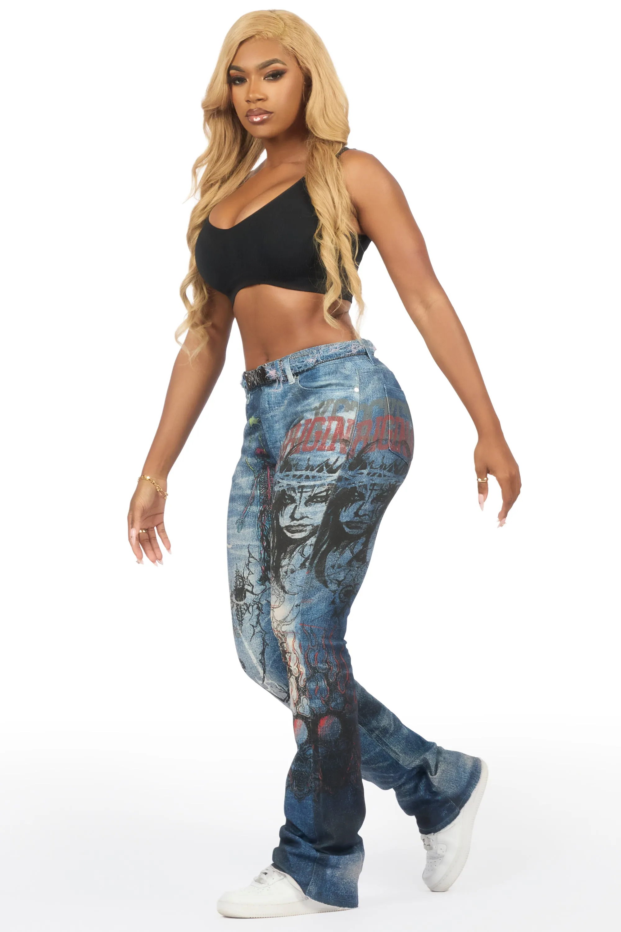 Arvana Med. Wash Stacked Flare Jean sold by Rockstar Original product image thumbnail 3