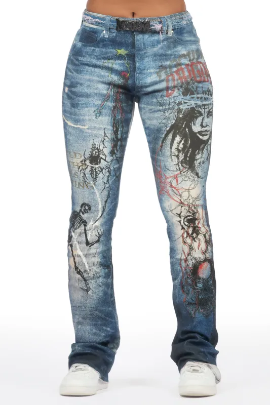 Arvana Med. Wash Stacked Flare Jean sold by Rockstar Original