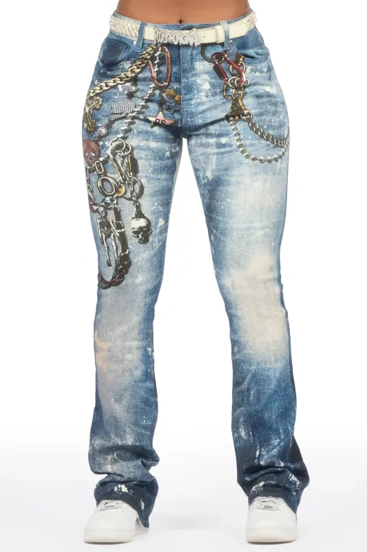 Shanna Med. Wash Stacked Flare Jean sold by Rockstar Original