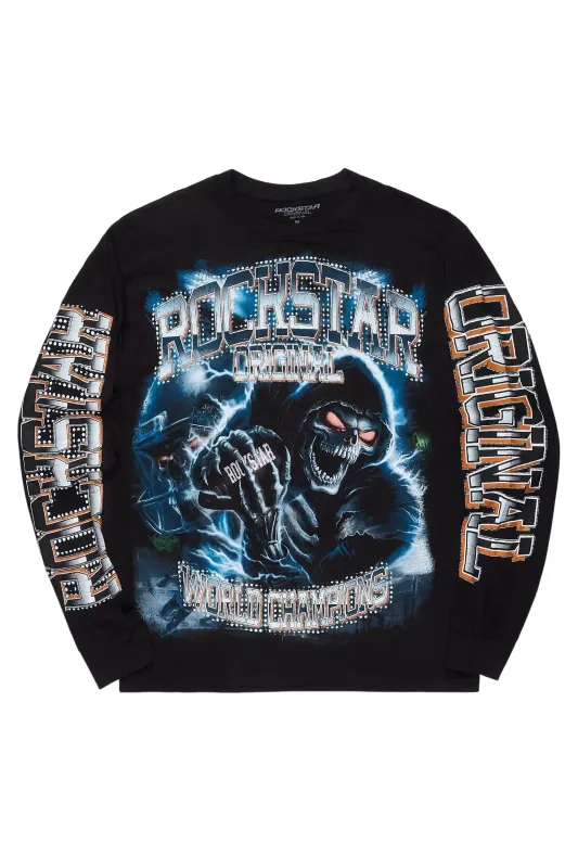 Kross Black/Blue Long Sleeve Graphic T-Shirt sold by Rockstar Original