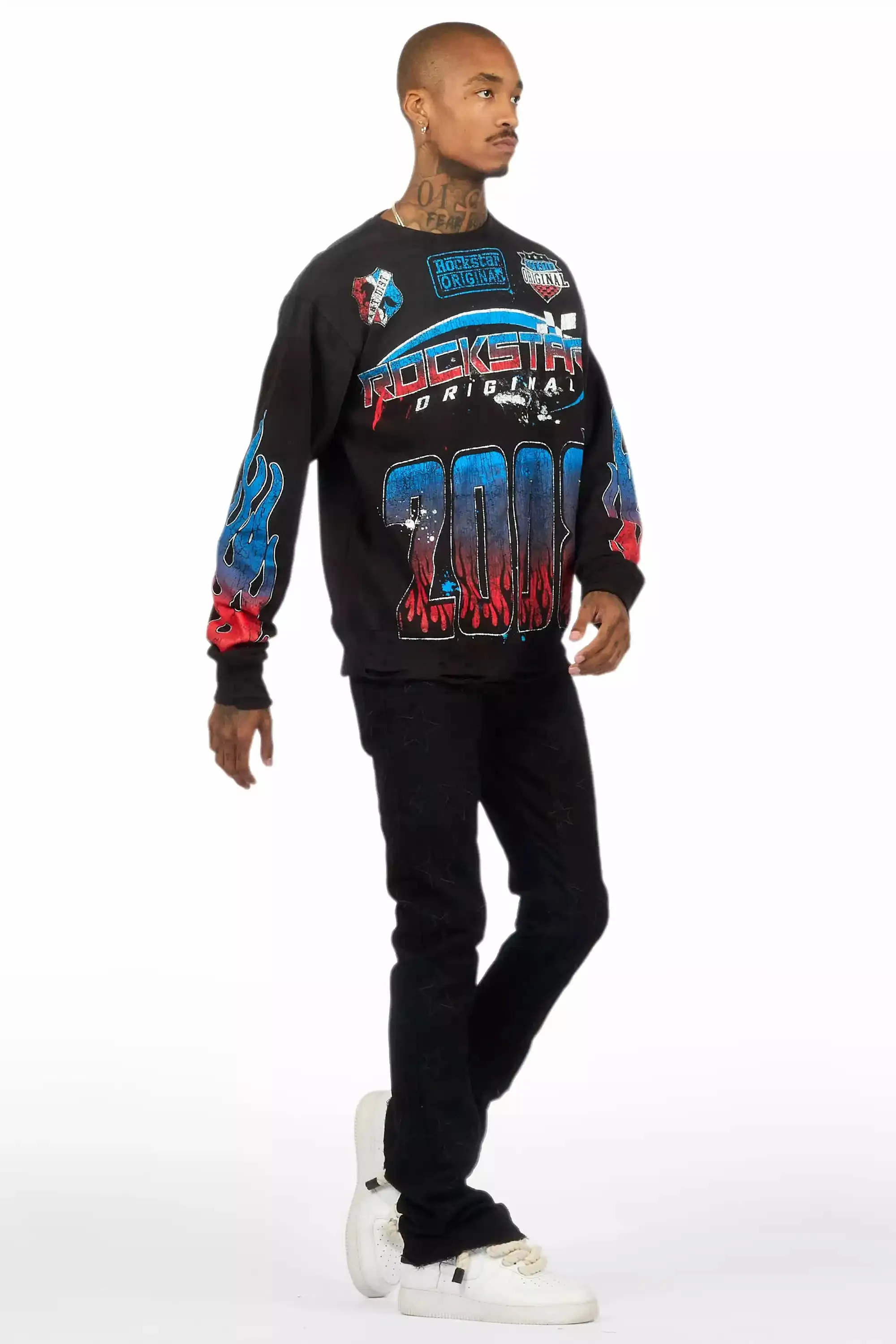 Starship Black Stacked Flare Jean sold by Rockstar Original product image thumbnail 5