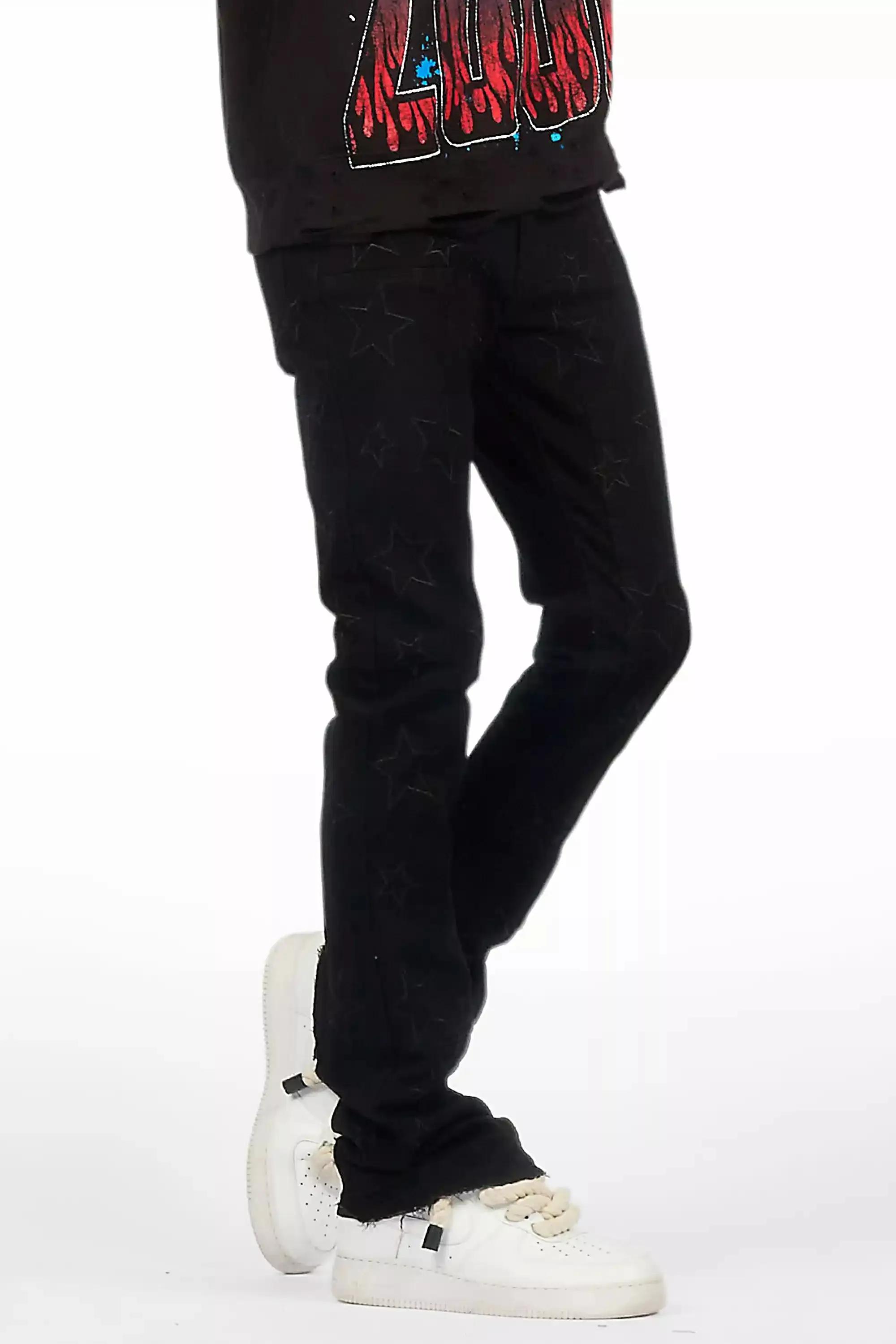 Starship Black Stacked Flare Jean sold by Rockstar Original