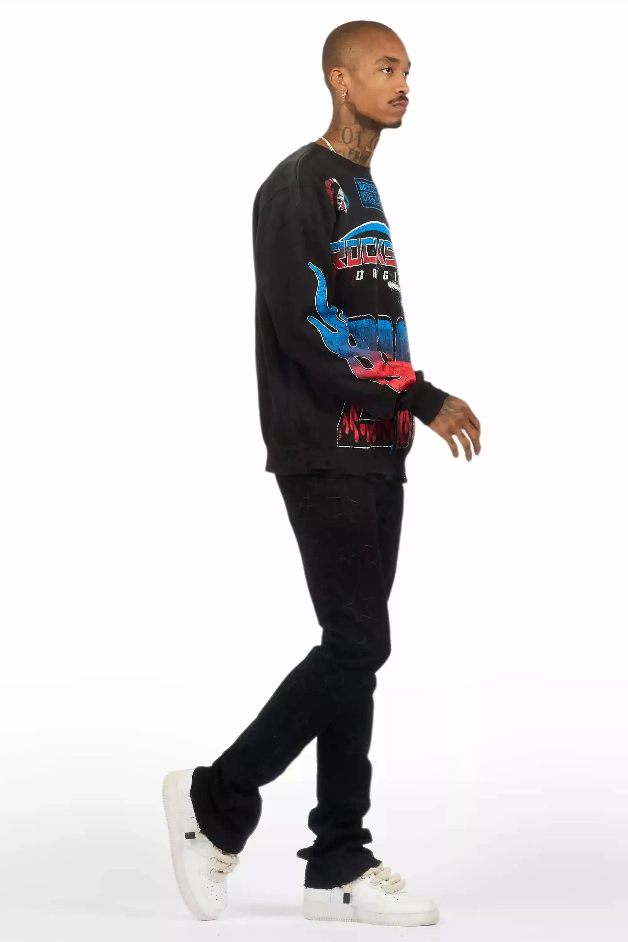 Starship Black Stacked Flare Jean sold by Rockstar Original product image thumbnail 4