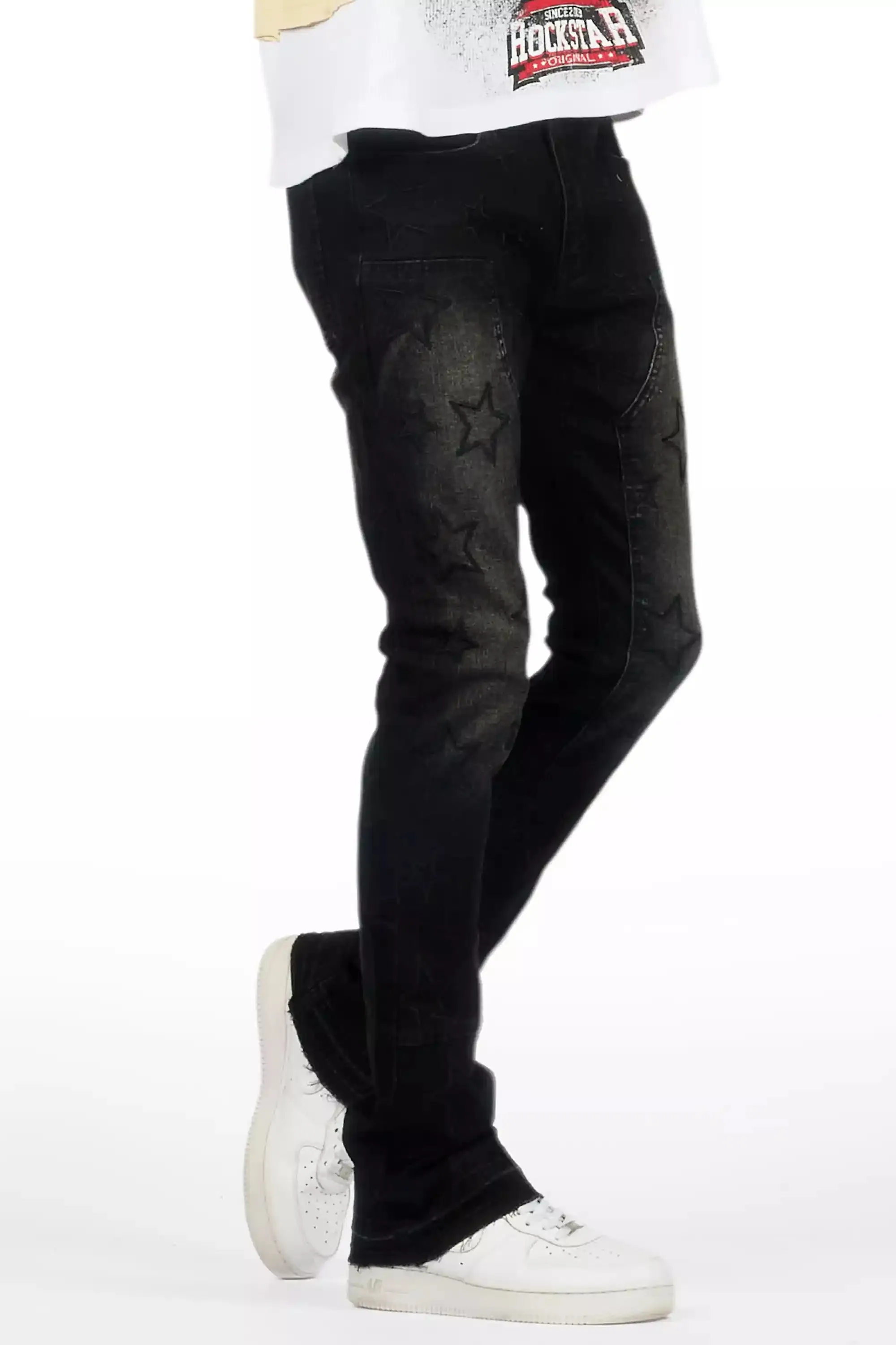 Starship Dark Grey Stacked Flare Jean sold by Rockstar Original