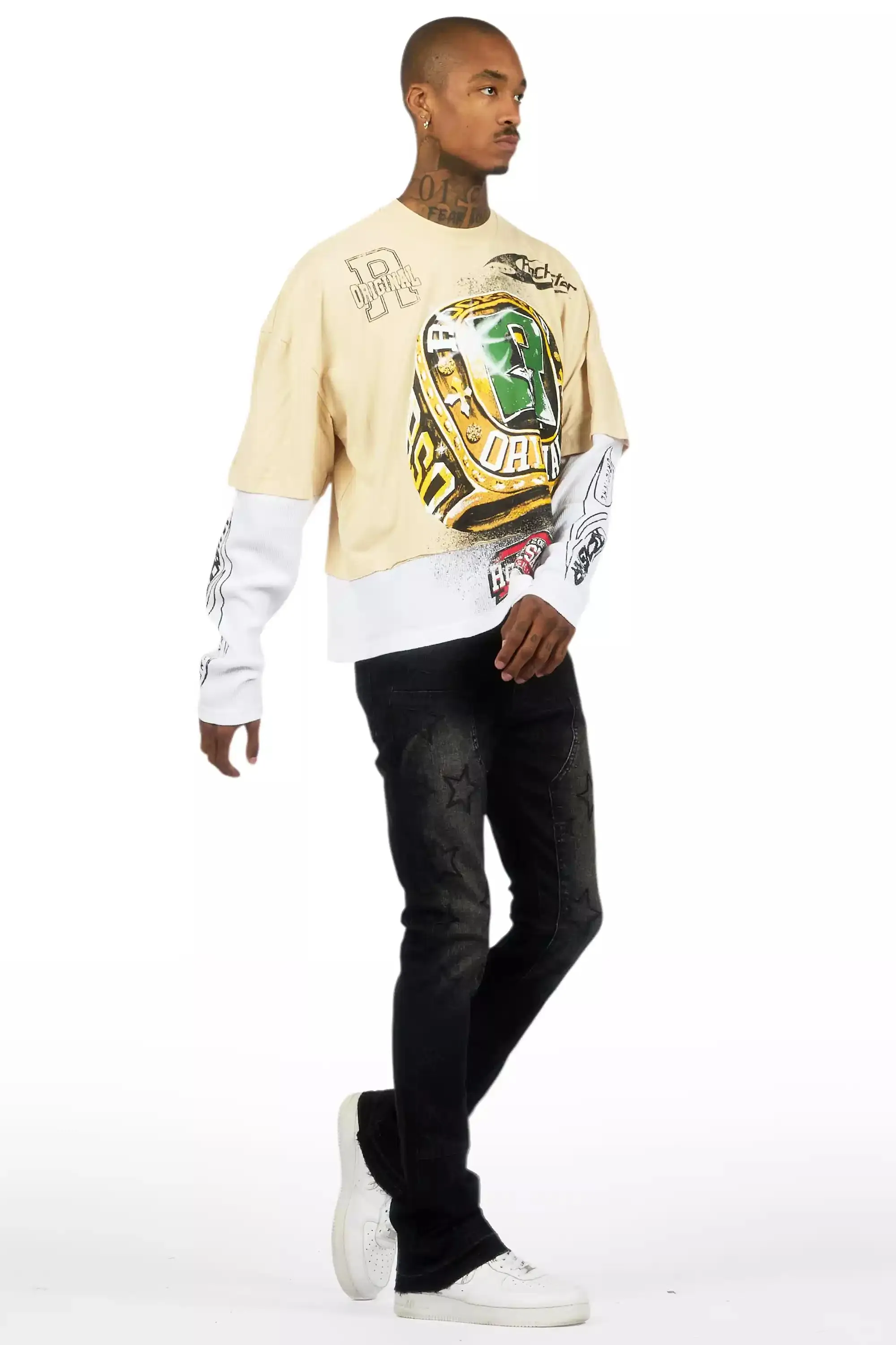 Starship Dark Grey Stacked Flare Jean sold by Rockstar Original product image thumbnail 5