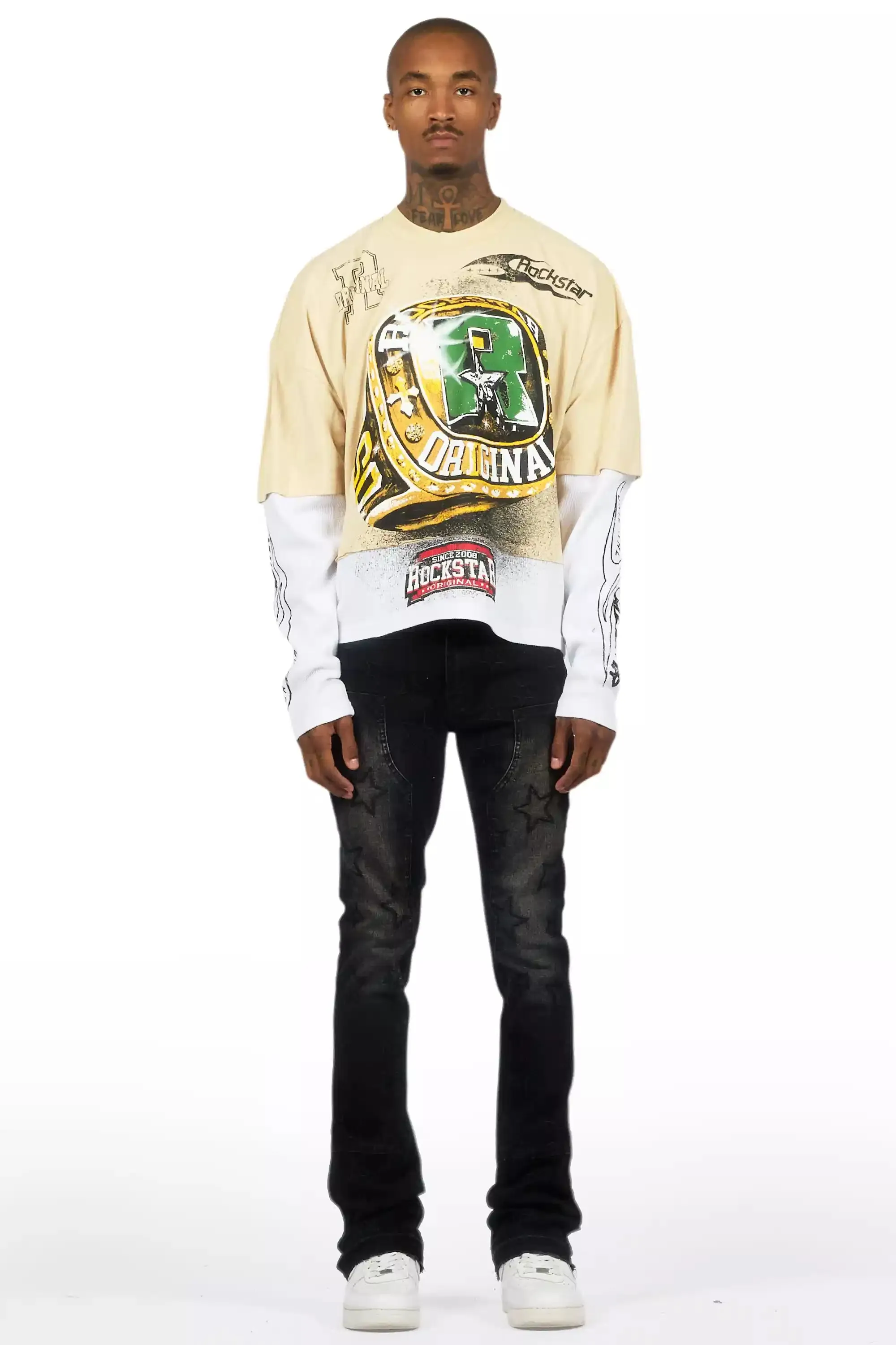 Starship Dark Grey Stacked Flare Jean sold by Rockstar Original product image thumbnail 3