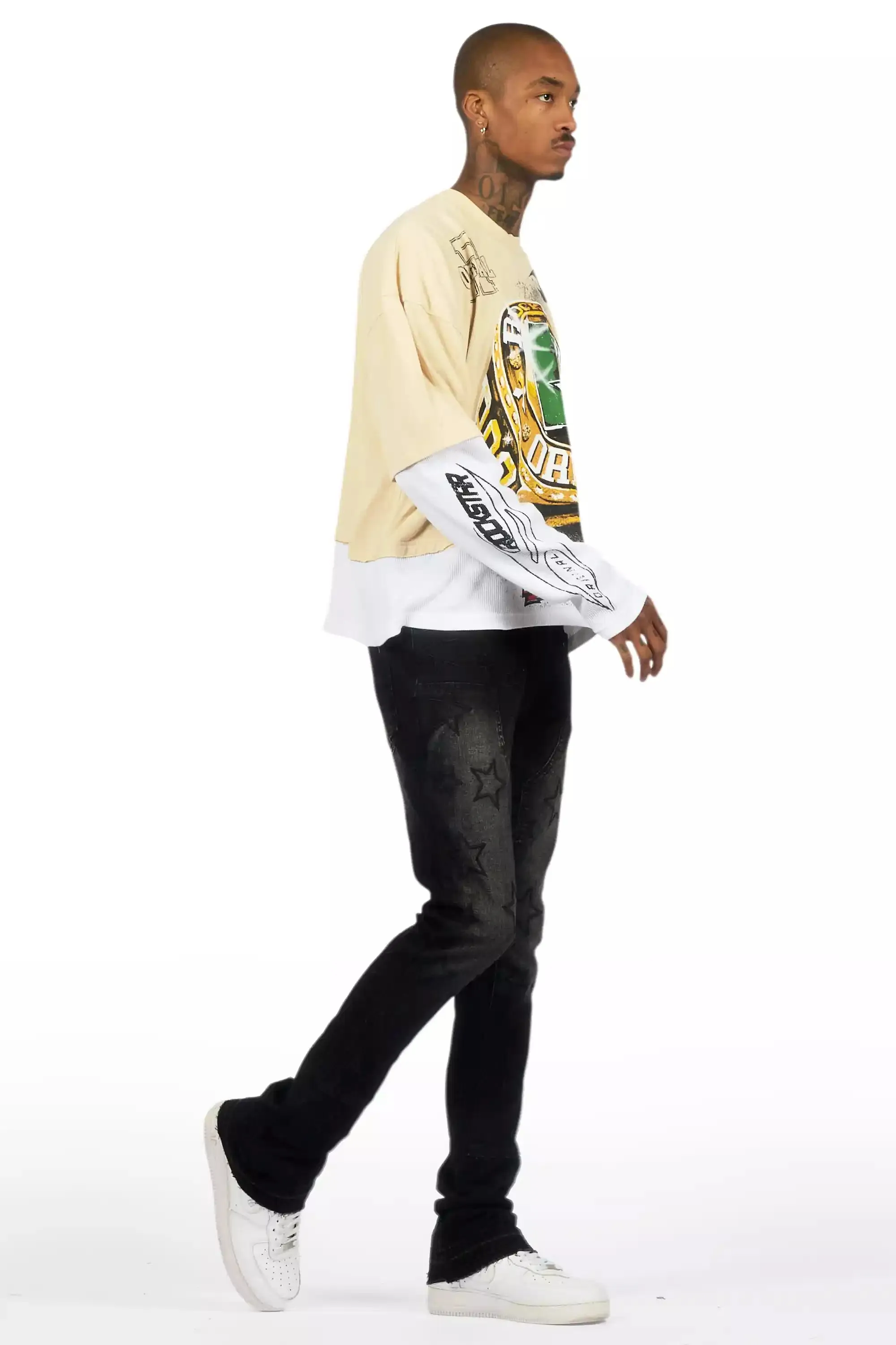 Starship Dark Grey Stacked Flare Jean sold by Rockstar Original product image thumbnail 4