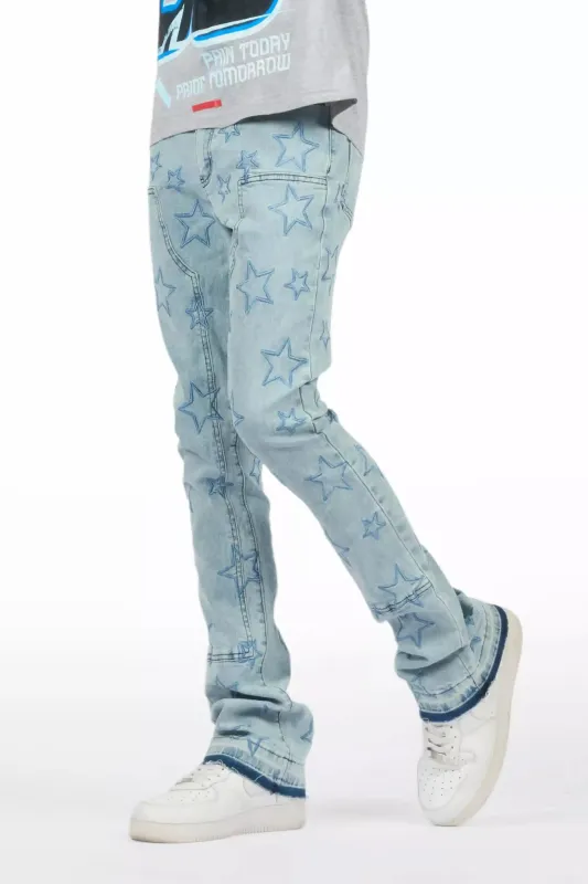 Starship Light Blue Stacked Flare Jean sold by Rockstar Original
