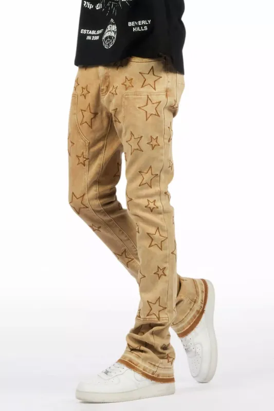 Starship Beige Stacked Flare Jean sold by Rockstar Original