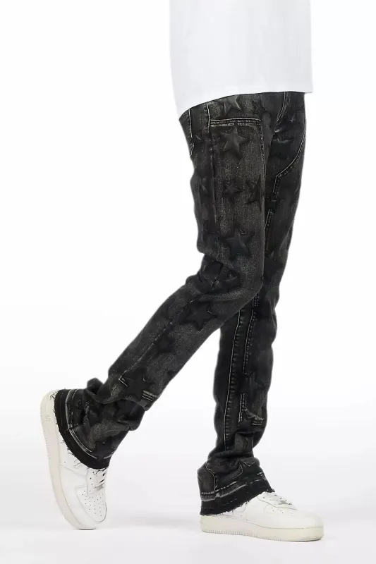 Starship Dark Grey/Black Stacked Flare Jean sold by Rockstar Original