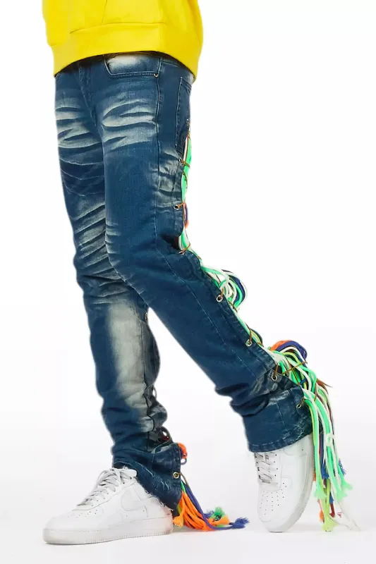 Otto Blue Wash Stacked Flare Jean sold by Rockstar Original