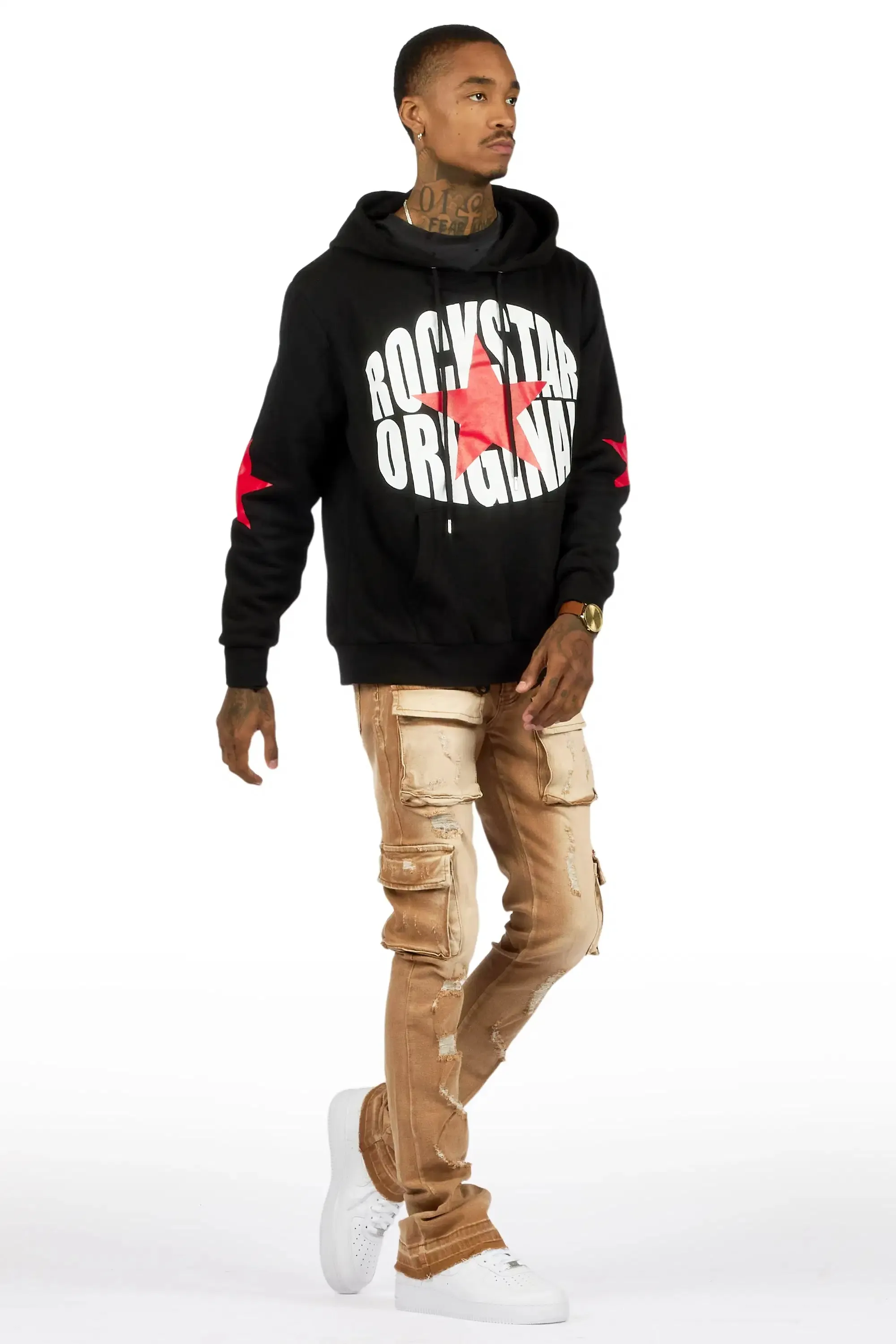 Zaid Washed Beige Stacked Flare Jean sold by Rockstar Original product image thumbnail 4