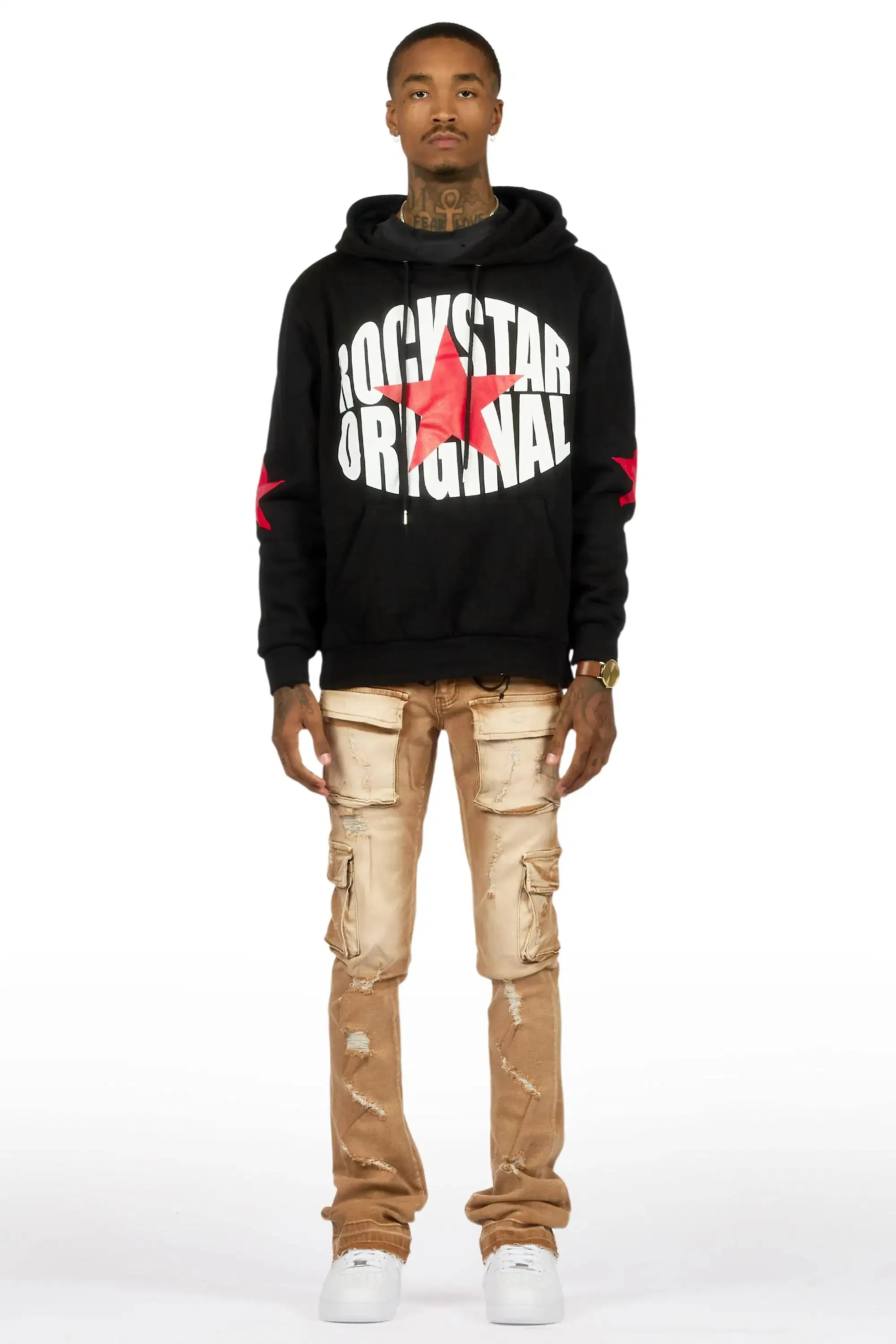 Zaid Washed Beige Stacked Flare Jean sold by Rockstar Original product image thumbnail 3