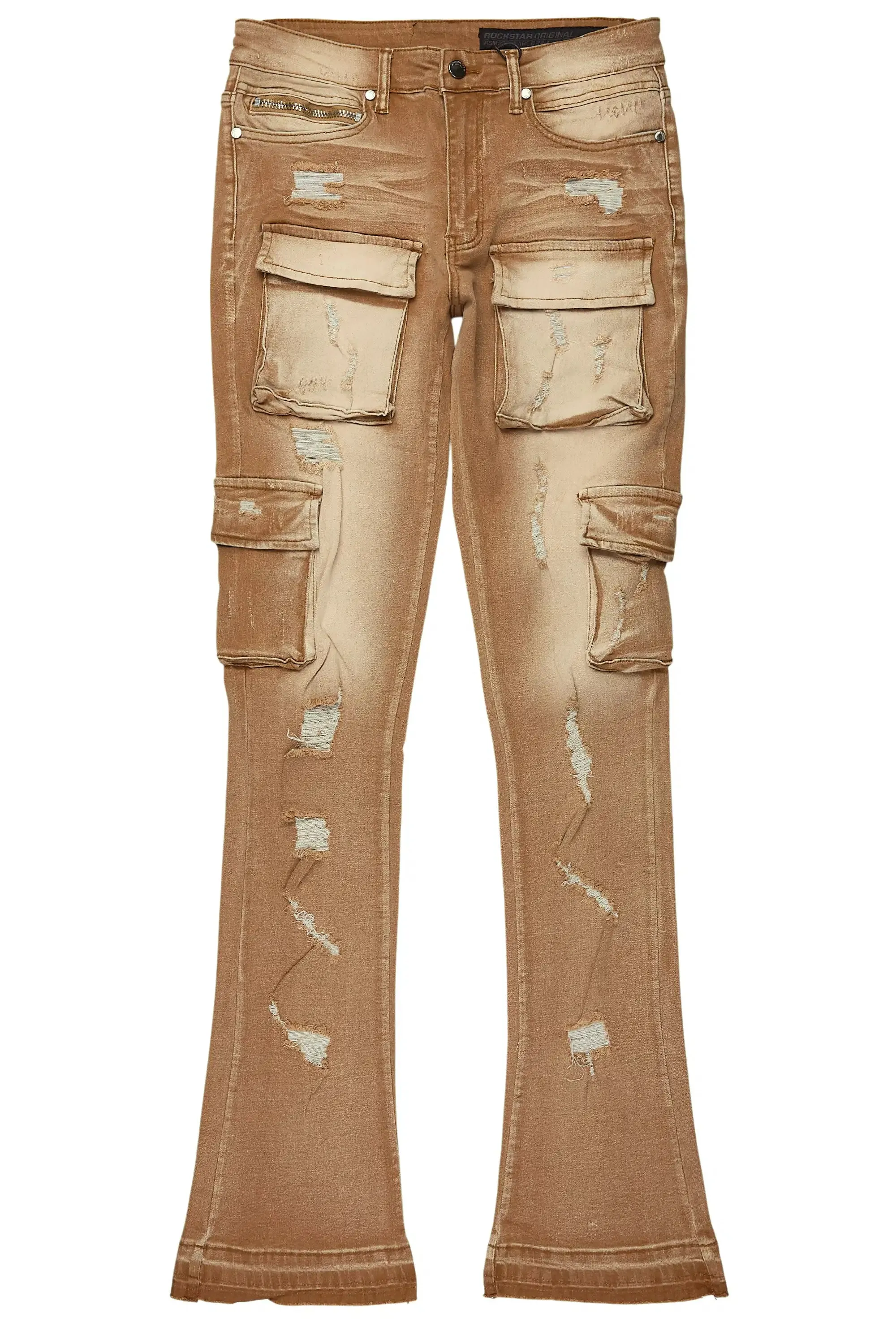 Zaid Washed Beige Stacked Flare Jean sold by Rockstar Original product image thumbnail 2