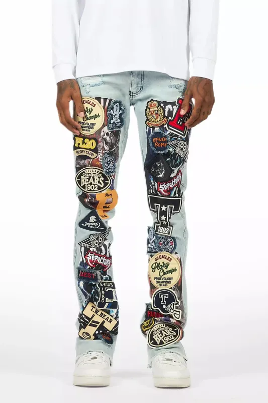 Espan Light Blue Stacked Flare Jean sold by Rockstar Original