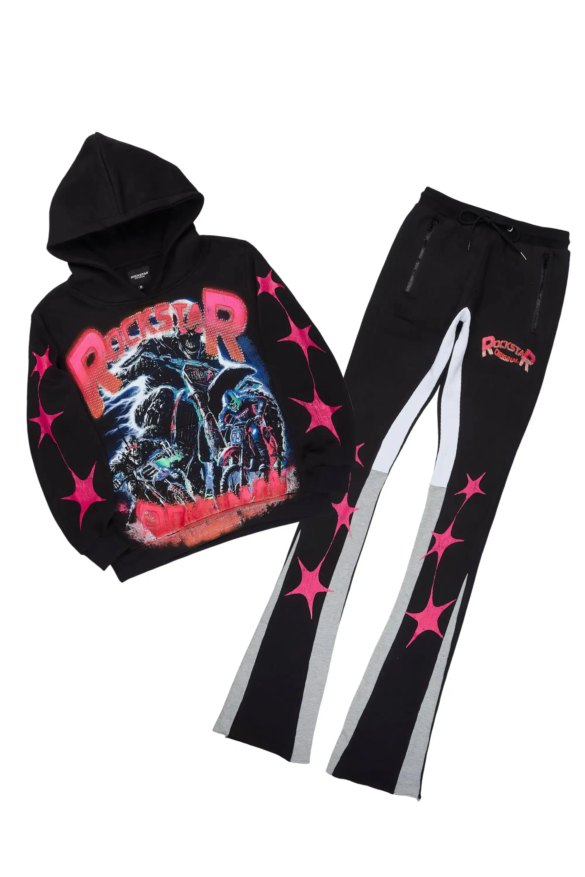 Trenzo Black/Fuchsia Hoodie/Super Stacked Track Set sold by Rockstar Original