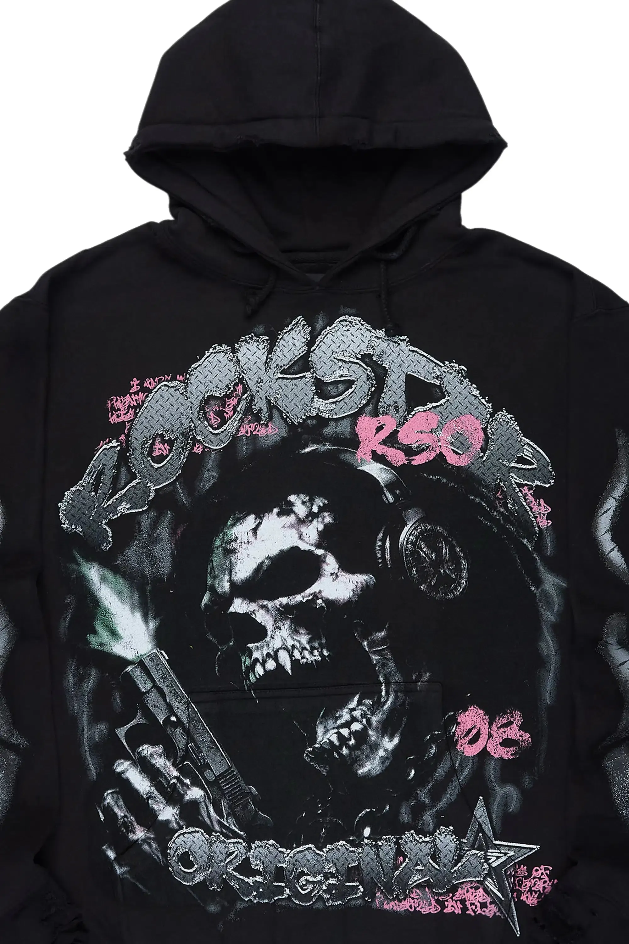 Tylenz Black/Multi Distressed Graphic Hoodie sold by Rockstar Original product image thumbnail 2