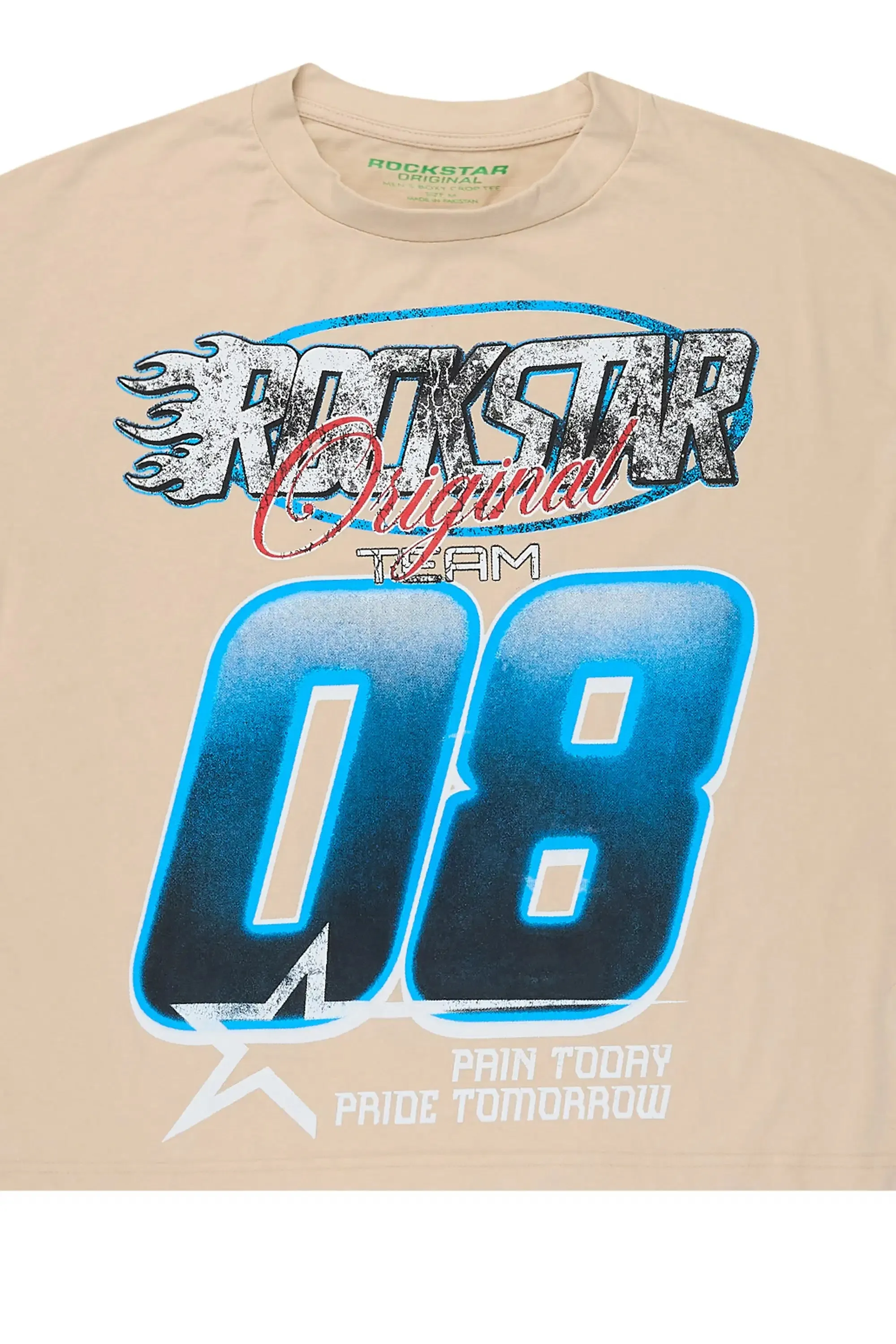 Ryker Beige/Blue Boxy Crop T-Shirt sold by Rockstar Original product image thumbnail 2