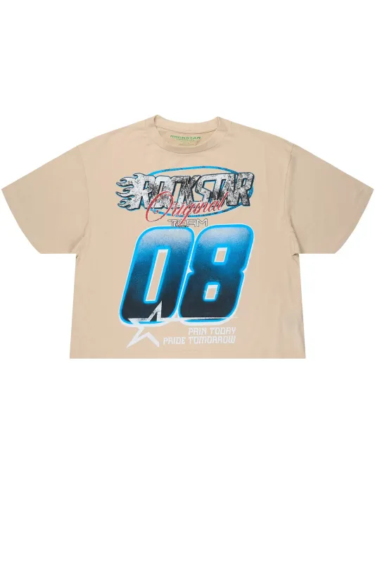 Ryker Beige/Blue Boxy Crop T-Shirt sold by Rockstar Original