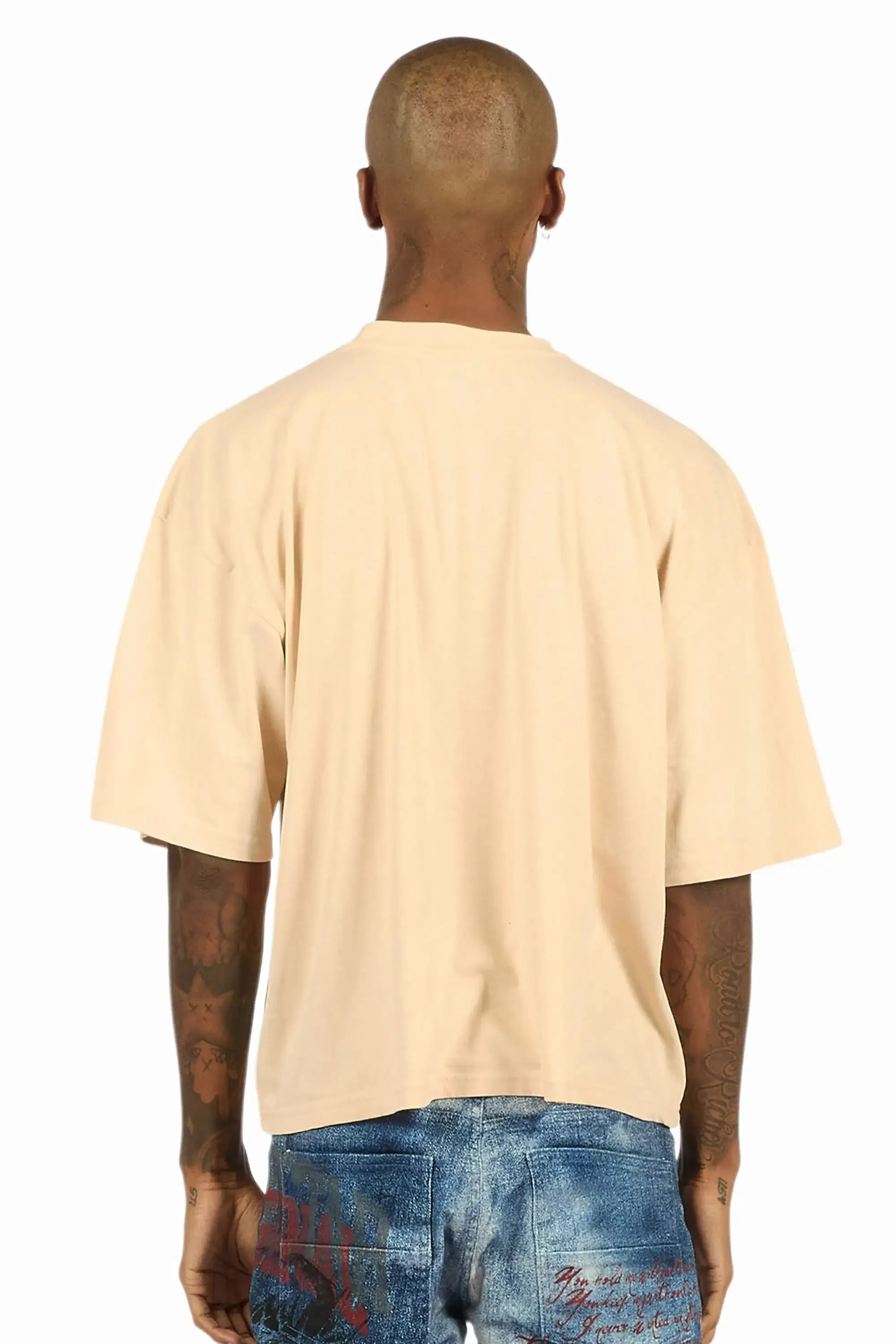 Deiter Beige Boxy Crop T-Shirt sold by Rockstar Original product image thumbnail 4