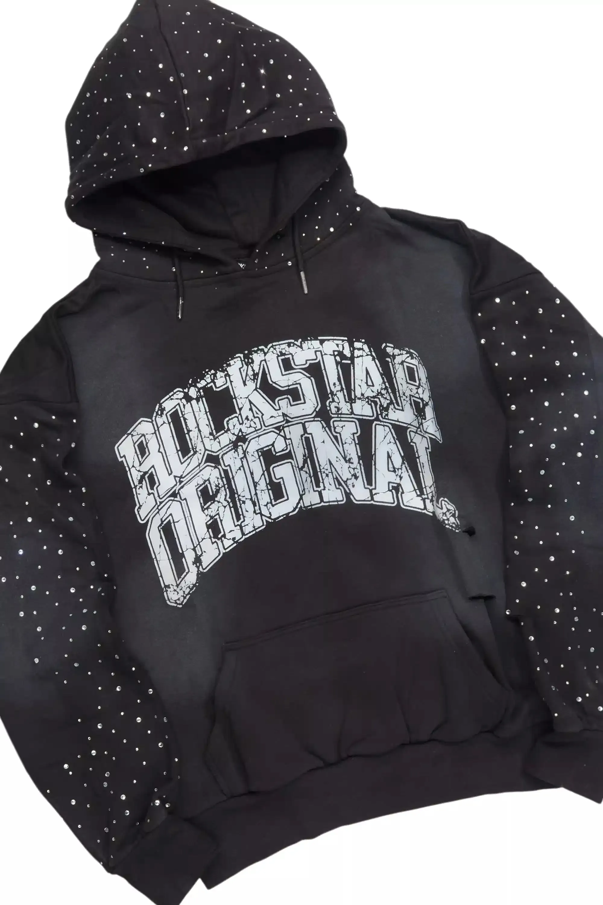 Cryptici Black Rhinestone Stacked Flare Hoodie Track Set sold by Rockstar Original product image thumbnail 2