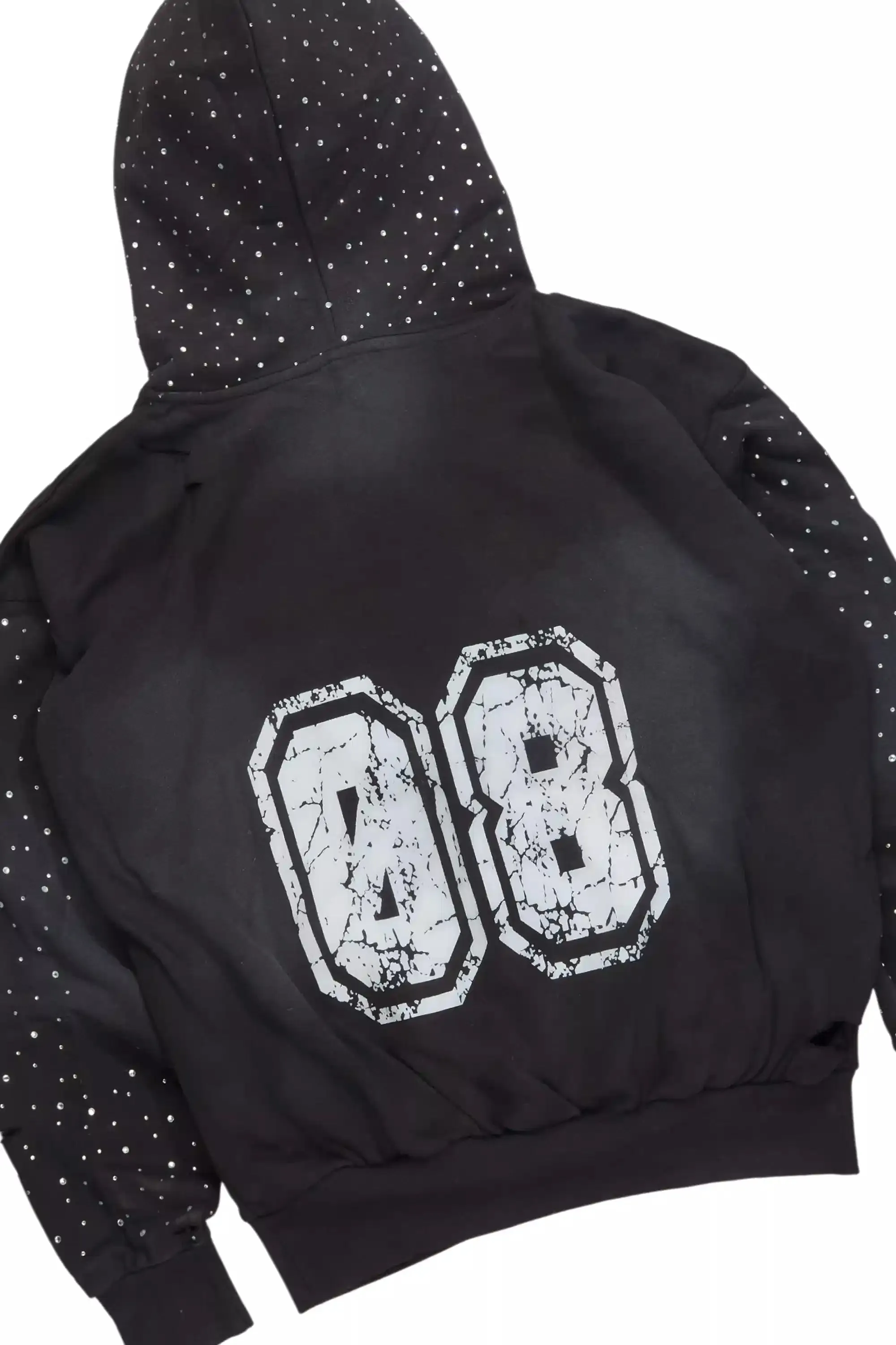 Cryptici Black Rhinestone Stacked Flare Hoodie Track Set sold by Rockstar Original product image thumbnail 3