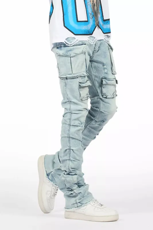 Gentry Light Blue Wash Stacked Flare Jean sold by Rockstar Original